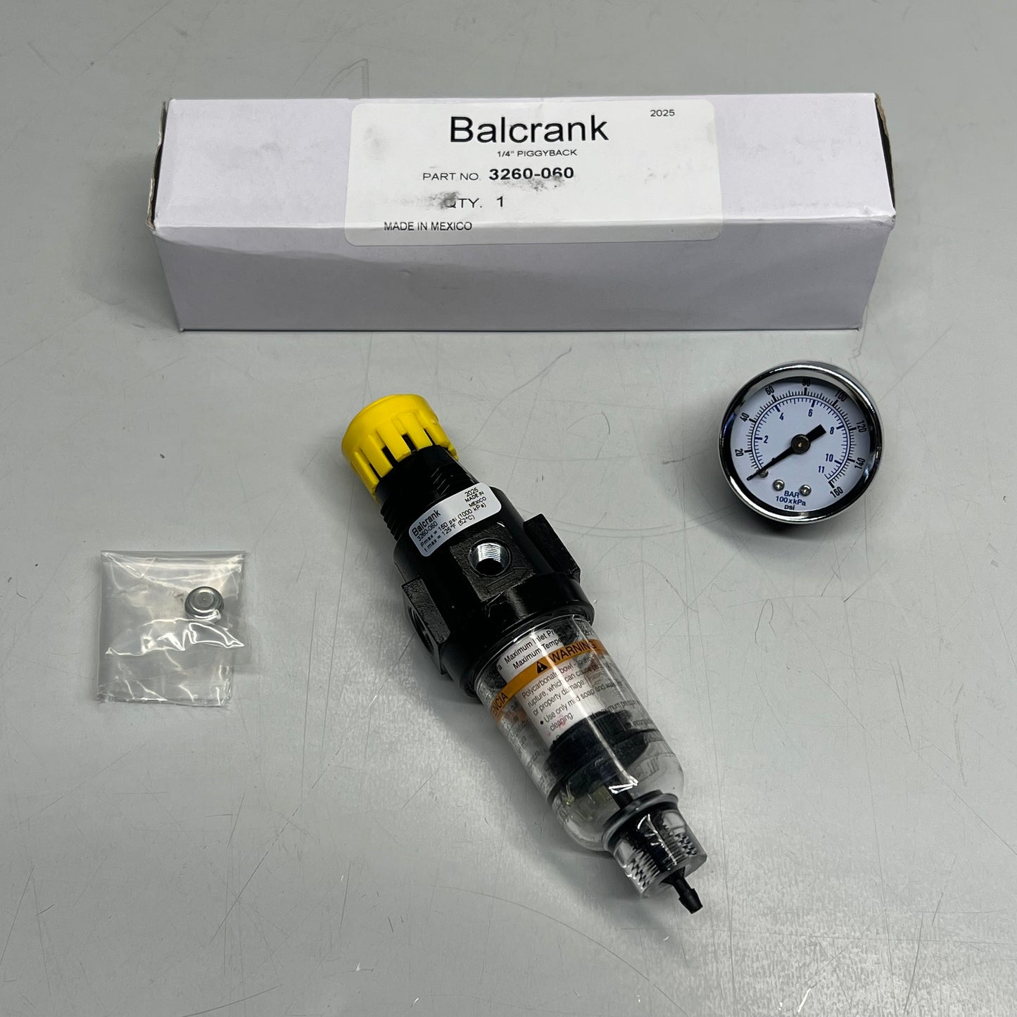 BALCRANK Filter & Regulator Mini Poly Bowl For Pump Air Control 1/4”NPT 3260-060