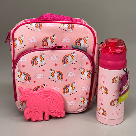 BENTOLOGY Unicorn Rainbow Deluxe Lunch Kit 13 oz Water Bottle Pink TBI-UNICORN-905