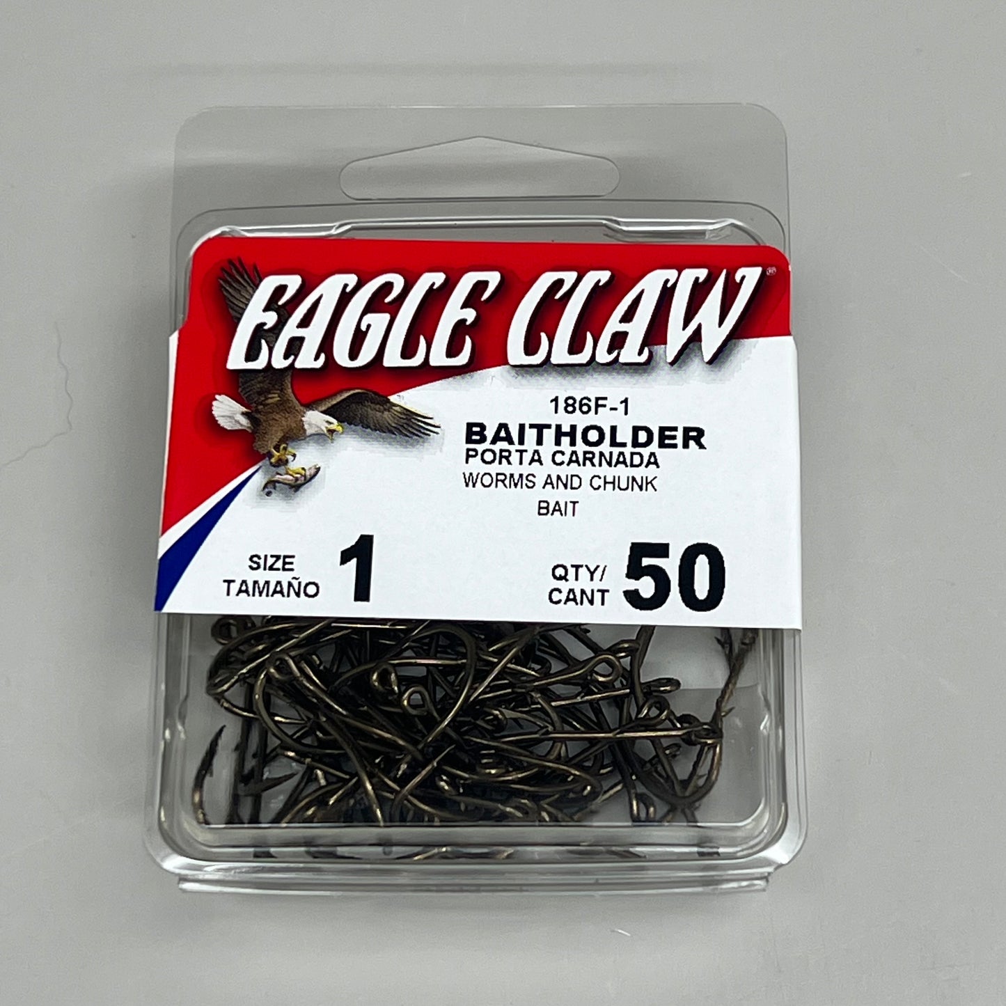 EAGLE CLAW Ultra Sharp Bait Holder for Worms & Chunk Bait Bronze #1 50pc 186F-1