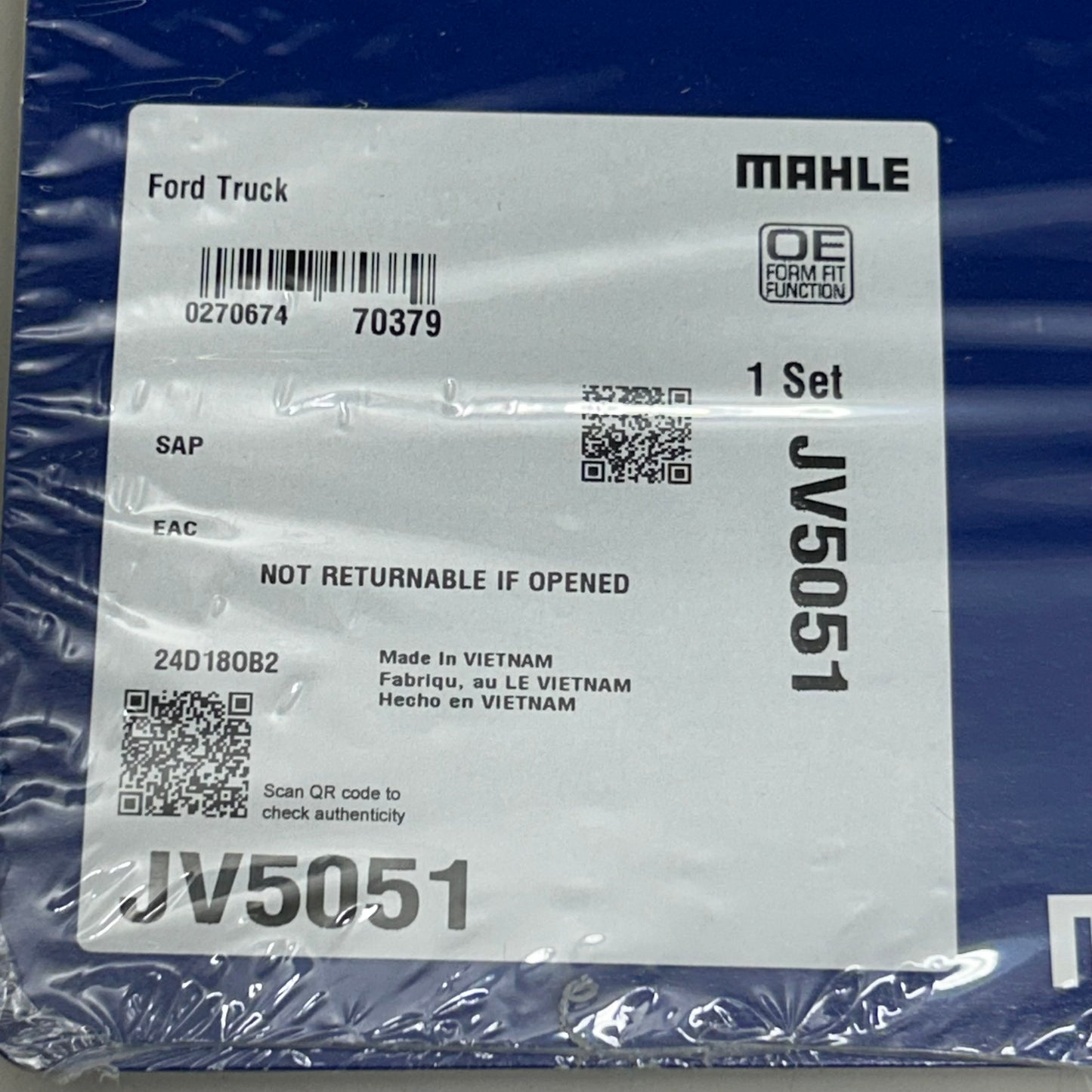 MAHLE Engine Timing Cover Gasket Replacement Parts For Ford JV5051