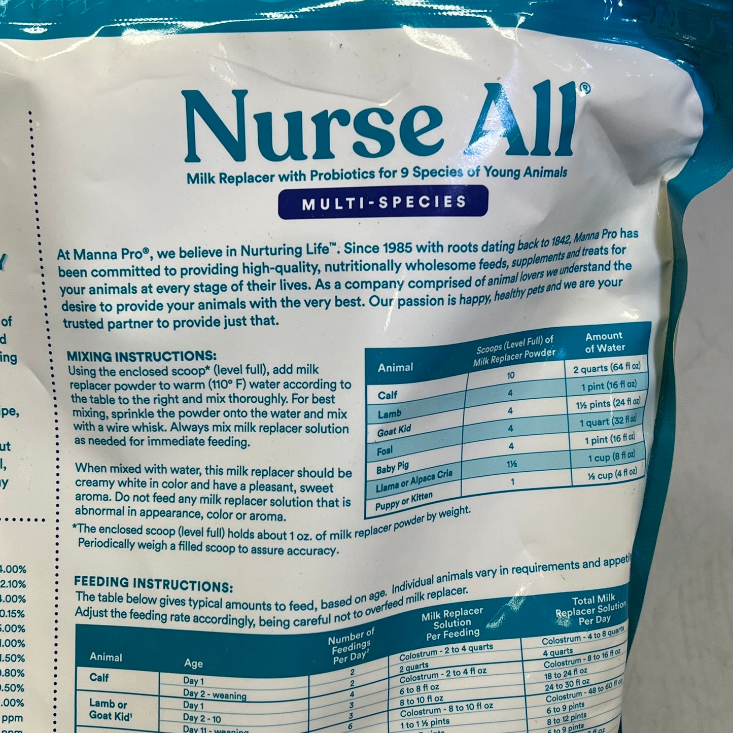 NURSE ALL All-Milk Replacer W/ Probiotics Multi-Species 3.5lbs White BB 03/26