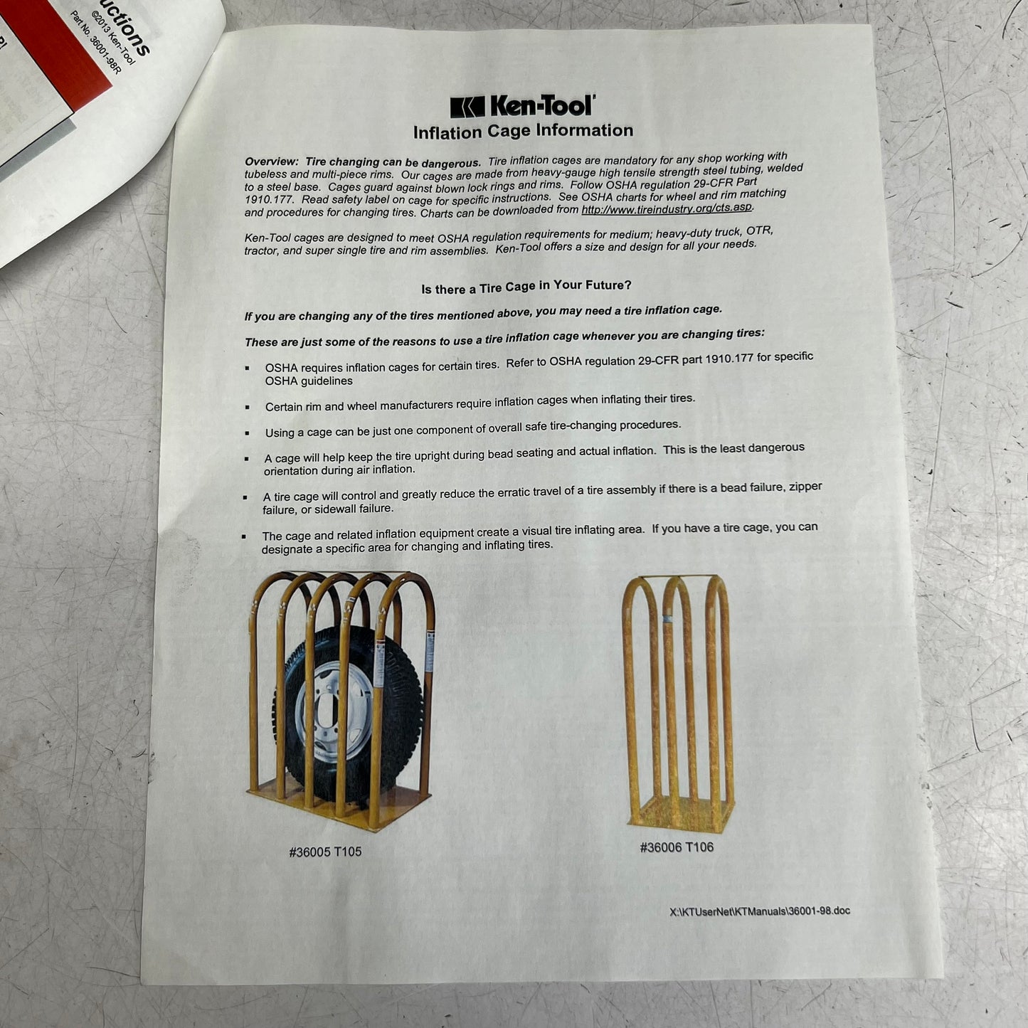 KEN TOOLS Wide Base Portable Tire Inflation Safety Cage 2 Bar Yellow T100A
