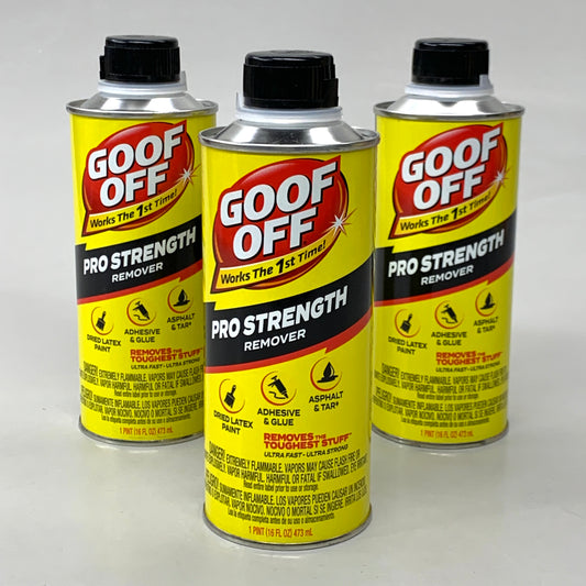 ZA@ GOOF OFF (3 PACK) Pro Strength Remover All Purpose 3 Pint Total FG653 F