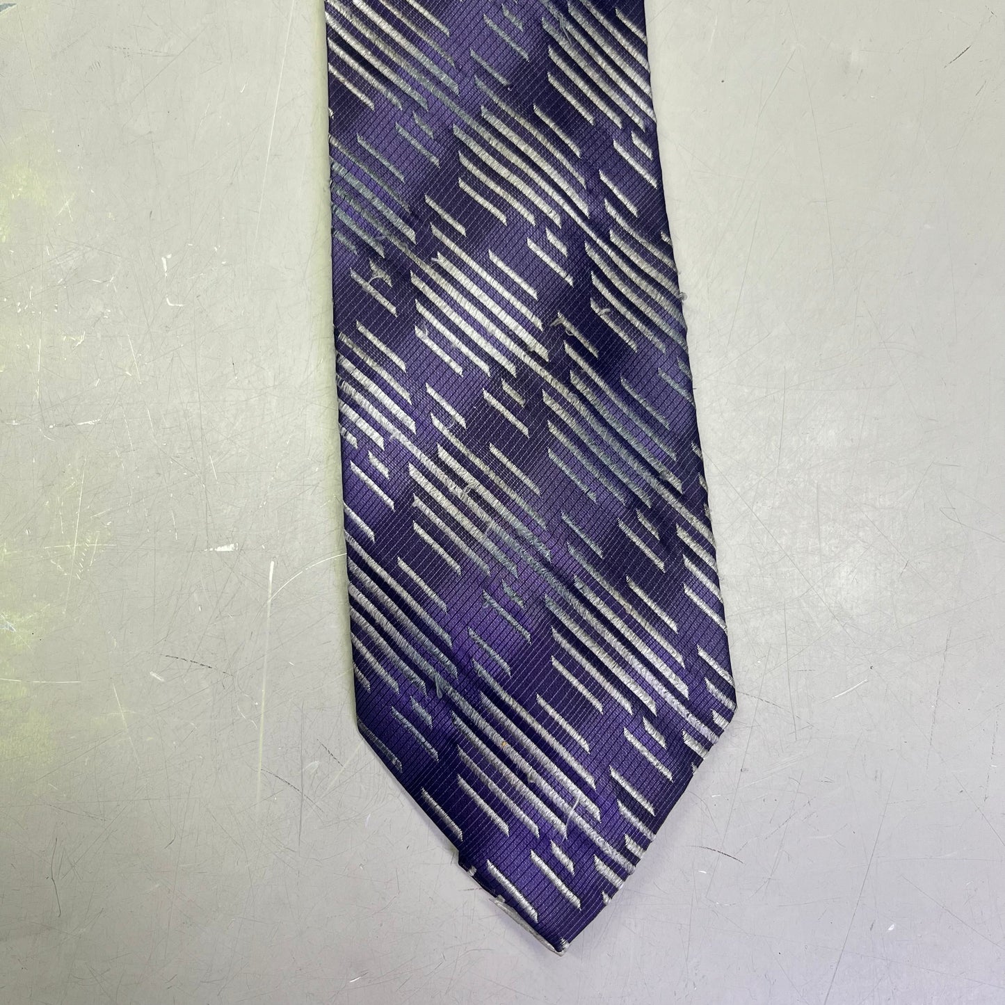 EMILIO PONTI 100% Silk Patterned Suit Tie 60" Purple/Grey (Pre-Owned)
