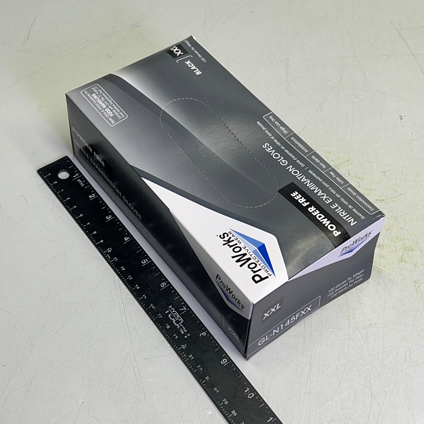 PROWORKS (2 PACK, 200 GLOVES) Powder Free Nitrile Examination Gloves XXL Black