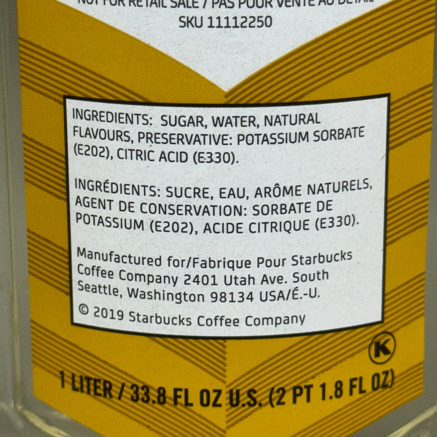 ZA@ STARBUCKS (4 PACK) Fontana Vanilla Flavored Syrup 33.8 fl oz/Bottle (BB 11/24) 11112250 A