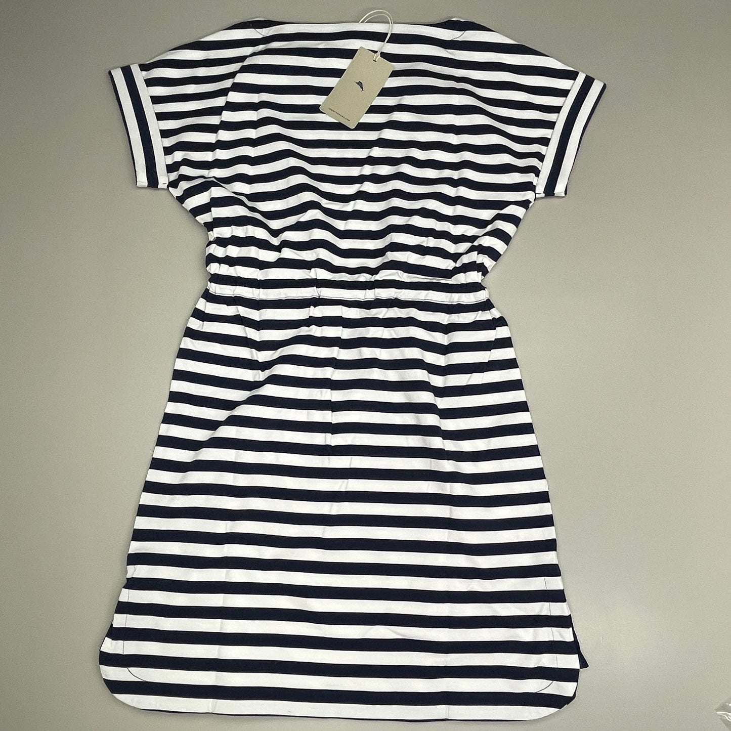 TOMMY BAHAMA Women's Short Sleeve Amira Stripe Short Dress Size S Island Navy (New)