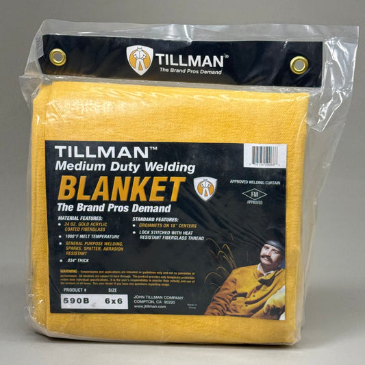 TILLMAN Heavy Duty Welding Blanket 6'x 8' New! Yellow FM Approved 596B 25oz