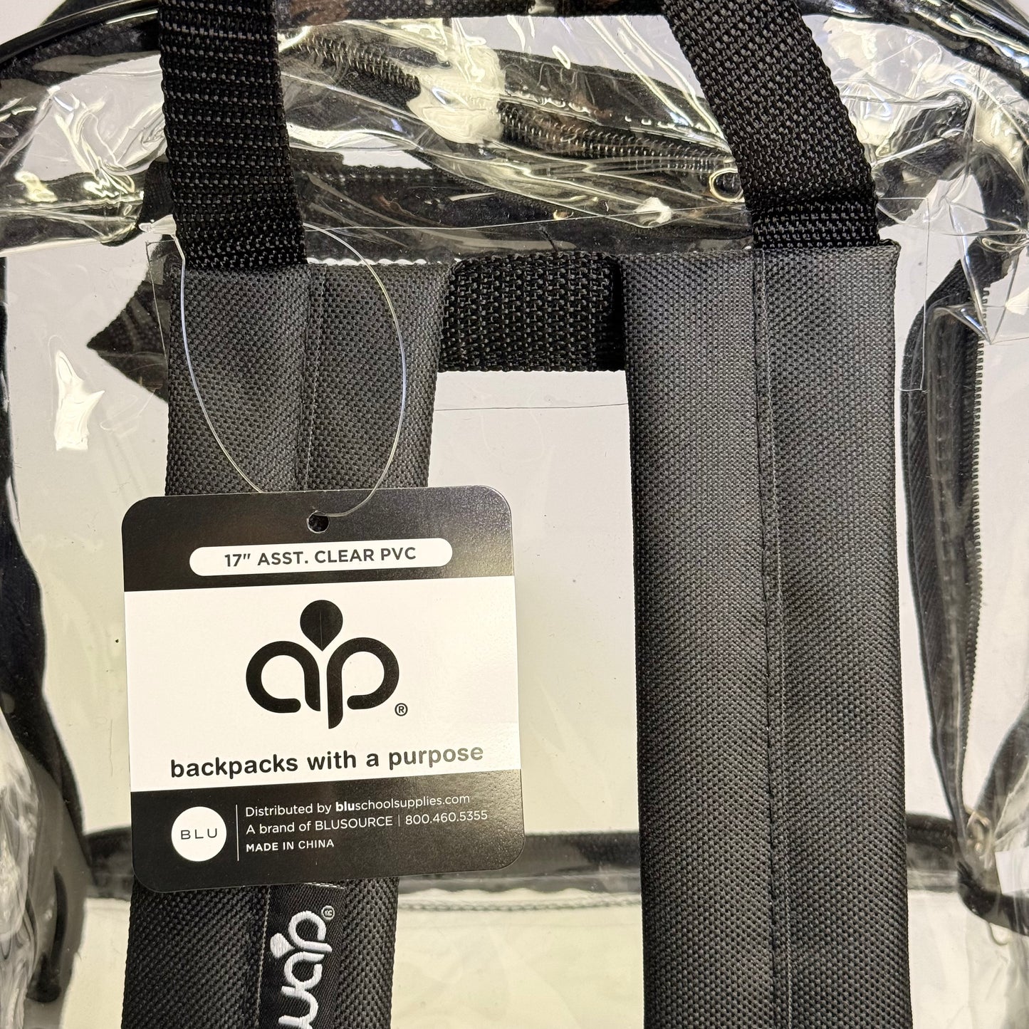 BWAP 17" Clear Plastic Backpack 17" x 12" x 6" Color Black BP1643