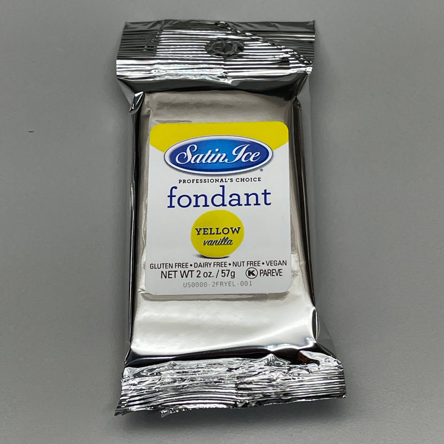 ZA@ SATIN FINE FOODS Satin Ice Fondant Yellow Vanilla 20 x 2 oz Packets of Fondant (06/24) B