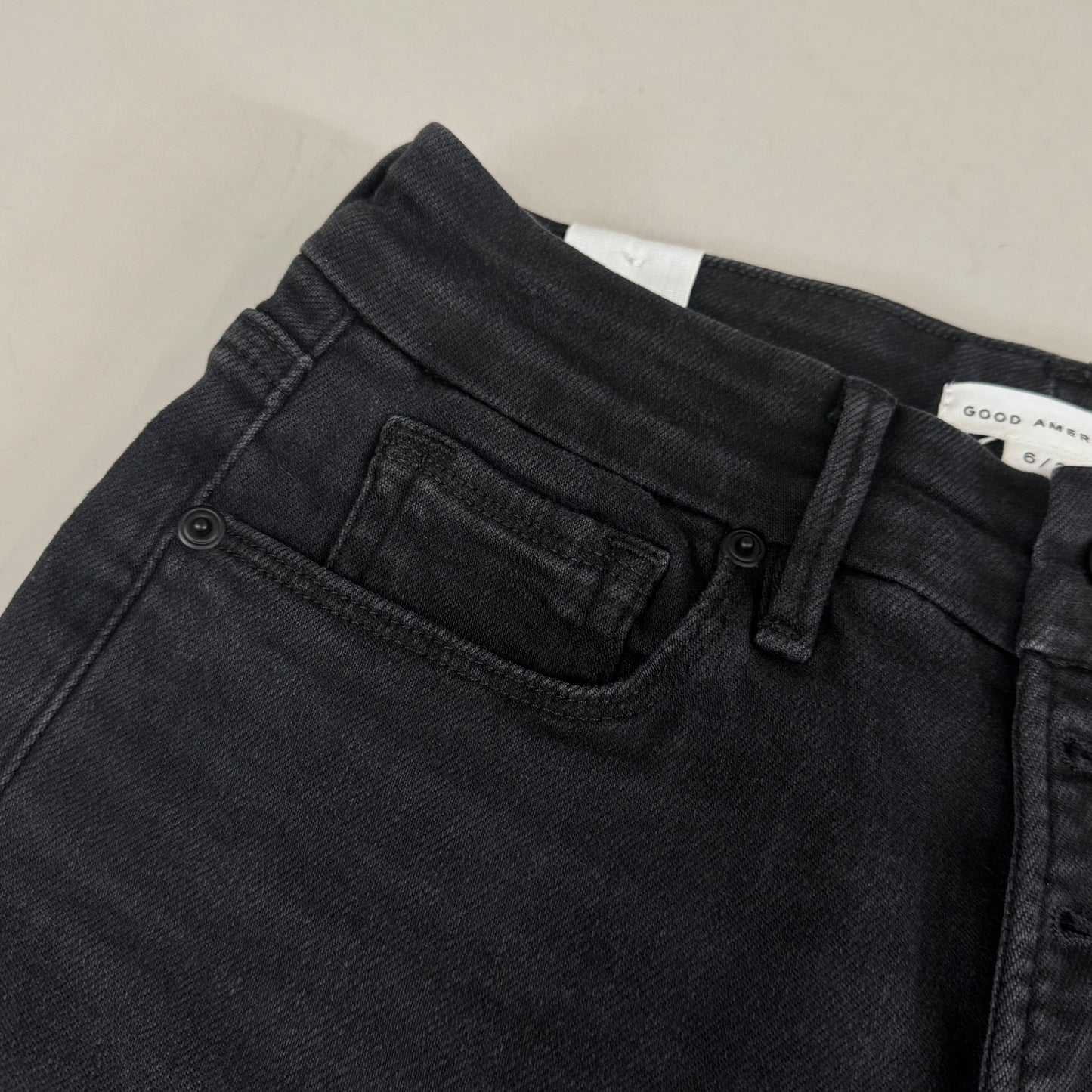 GOOD AMERICAN Good Waist Crop High-Rise Women's Sz 6 Black343 GWCEB960BT