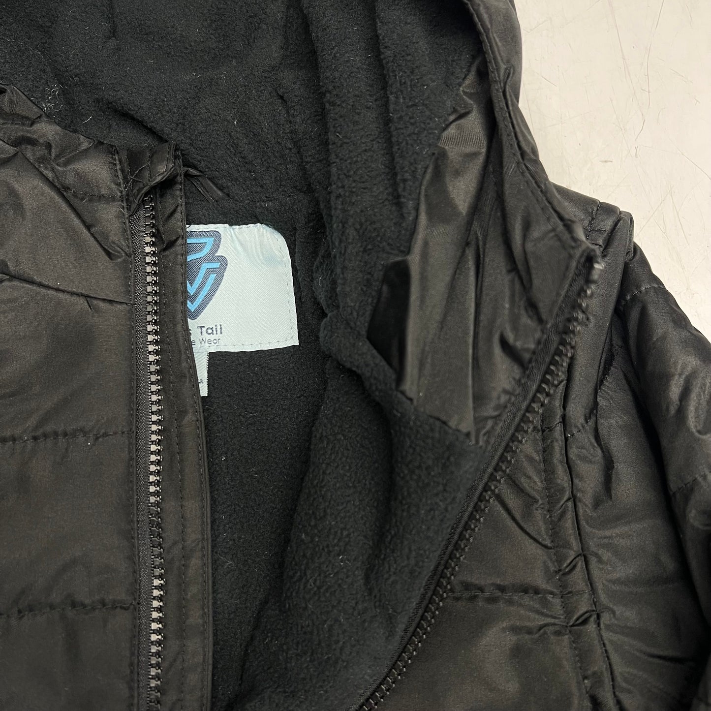 WHALES TAIL Fleece Lined Hooded Full Zip Up Winter Coat  Boy's Sz 6 Black