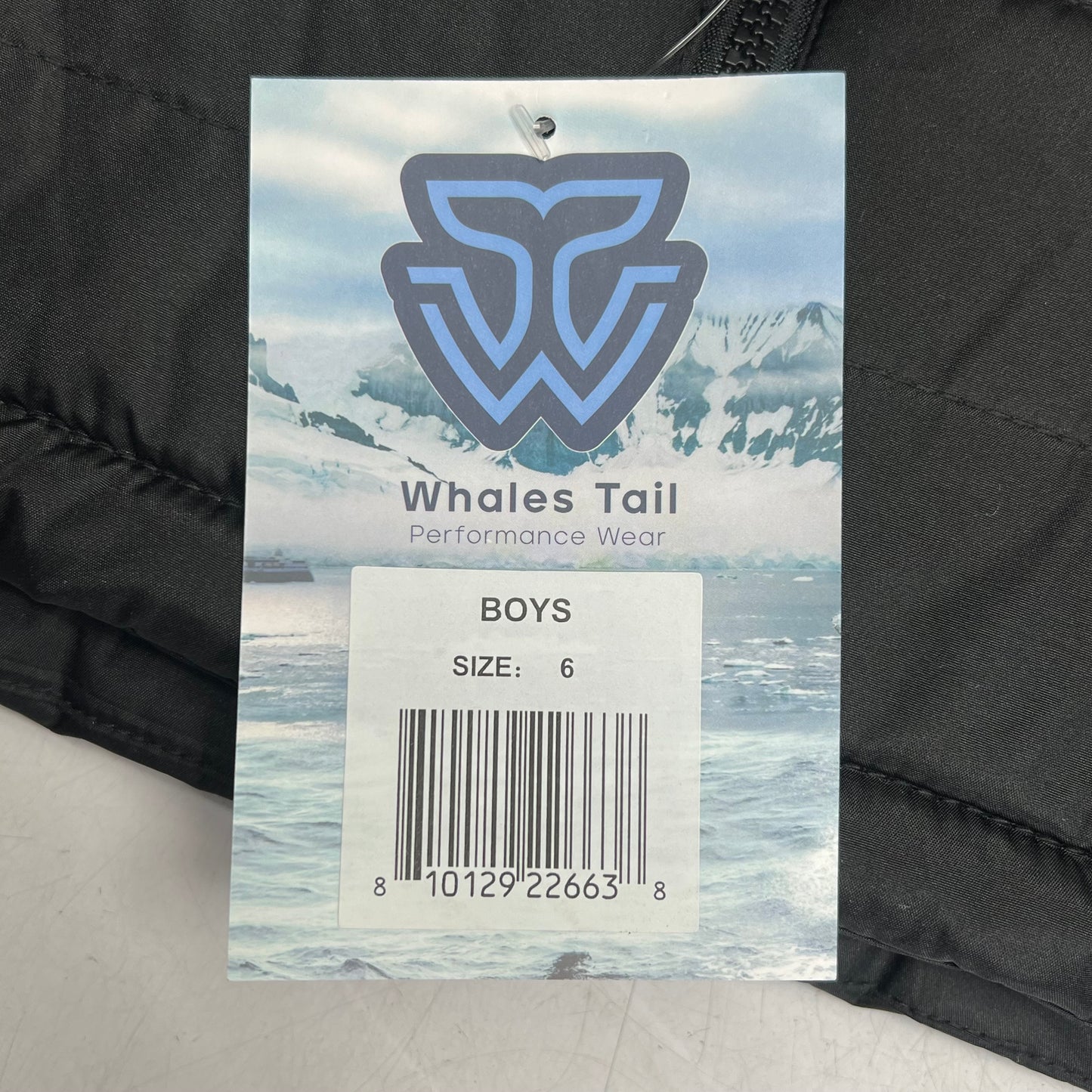 WHALES TAIL Fleece Lined Hooded Full Zip Up Winter Coat  Boy's Sz 6 Black