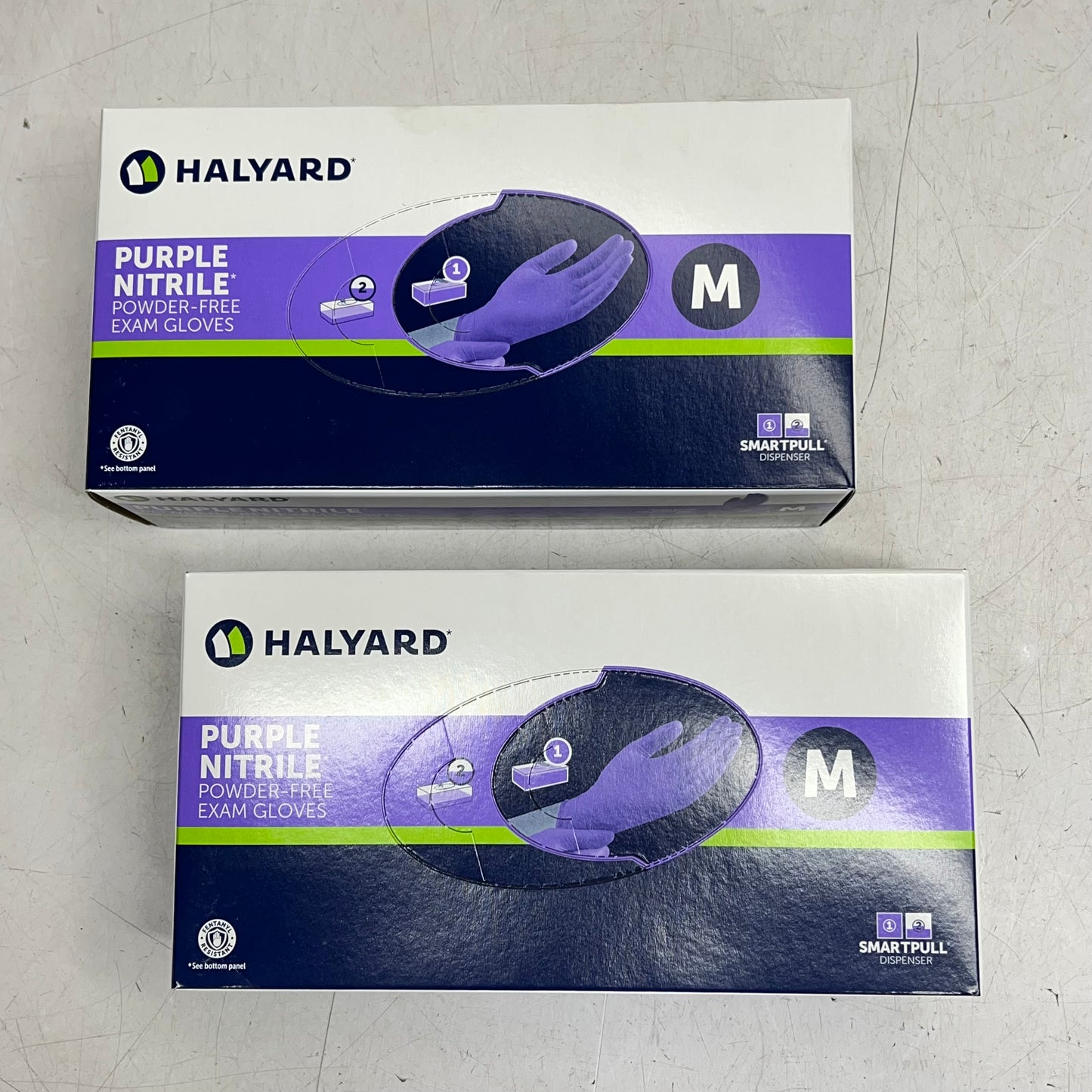 HALYARD (2 PACK, 100 GLOVES EACH) Exam Gloves Unisex Sz M Purple 55082 BB 04/30