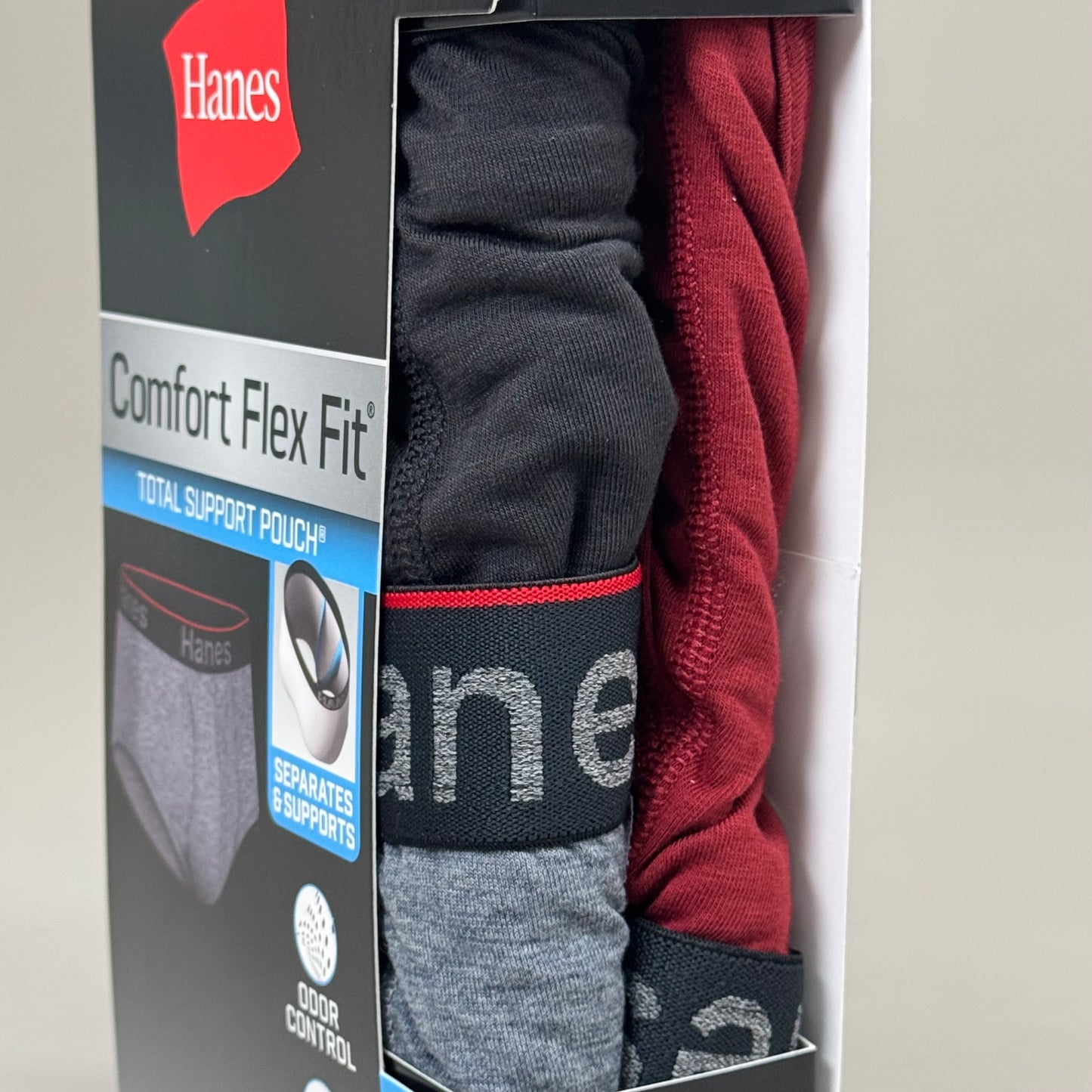 HANES (3 PACK!) Men's Comfort Flex Fit Boxer Briefs Sz XL 40-42" Black/Grey/Red CFFSB3