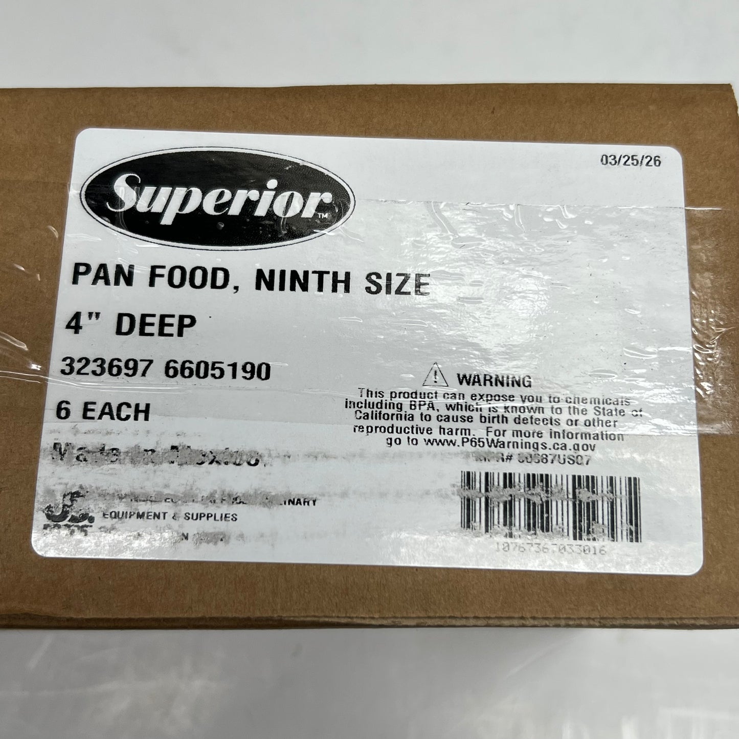 SUPERIOR (6 PACK) Pan Food, Minth Sz 4" Deep 323697