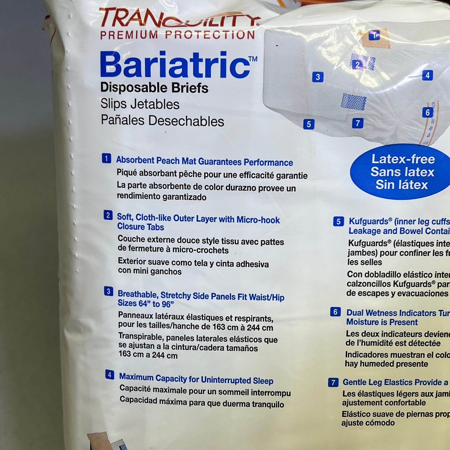 TRANQUILITY (4 PACK, 8 EACH) Bariatric Disposable Briefs Unisex 3XL White