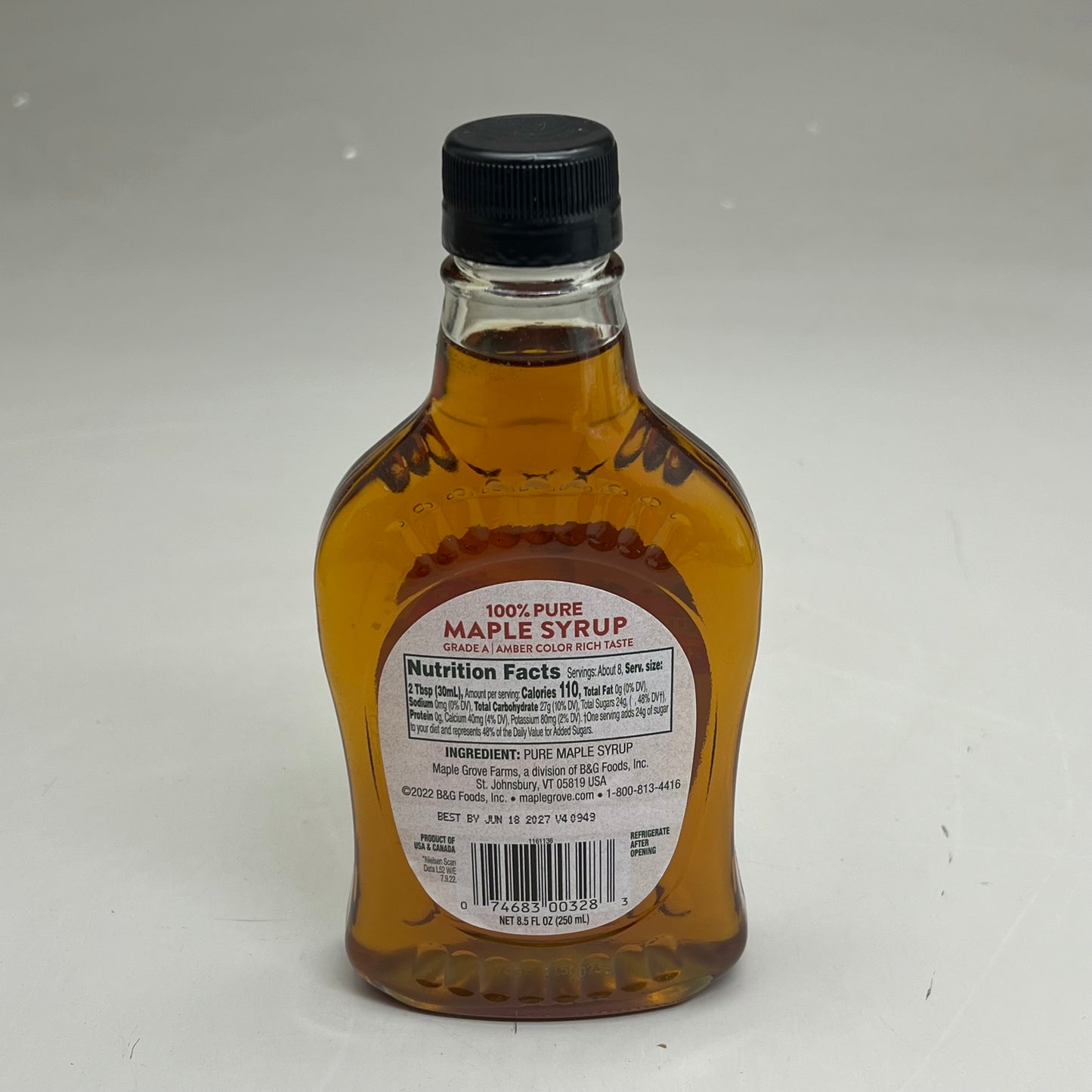 MAPLE GROVE FARMS (12 PACK) Crafted 100% Pure Maple Syrup 8.5 Fl Oz BB 06/27