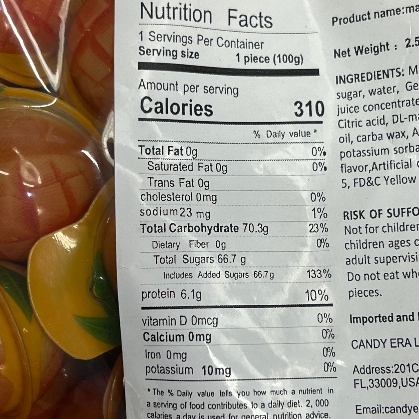 CANDY ERA (5 LBS BAG) Wholesale Fruit Gummy 3D Jelly Candy Mango Flavor BB 05/26