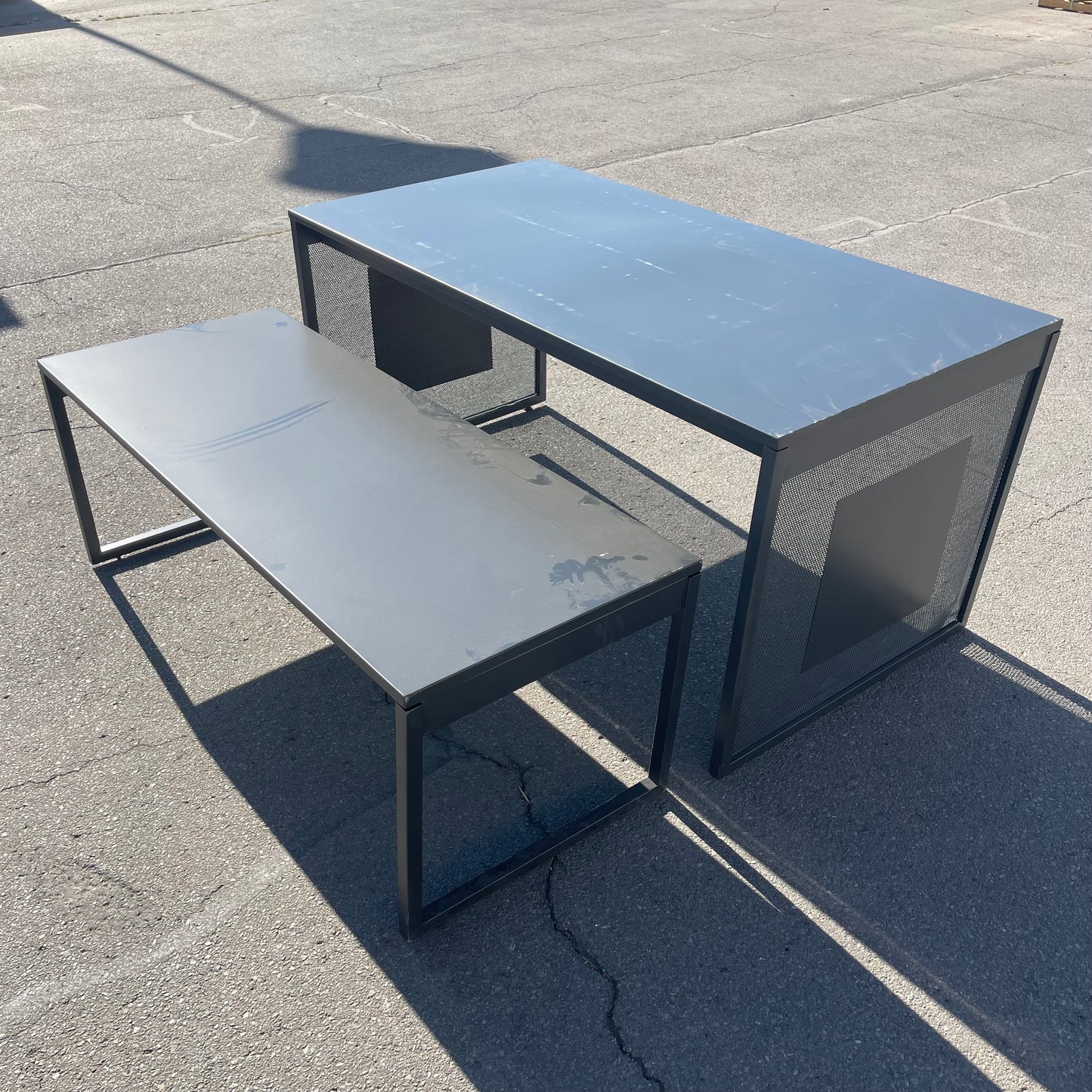 ZA@ UNBRANDED Roll Out Metal Shelving/Tables (AS-IS)