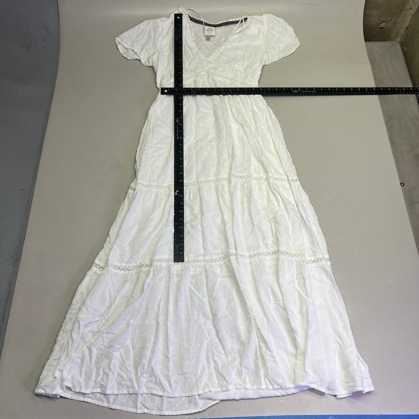 KNOX ROSE Lightweight Short Sleeve Maxi Dress  Women's Sz L White (Pre-Owned)