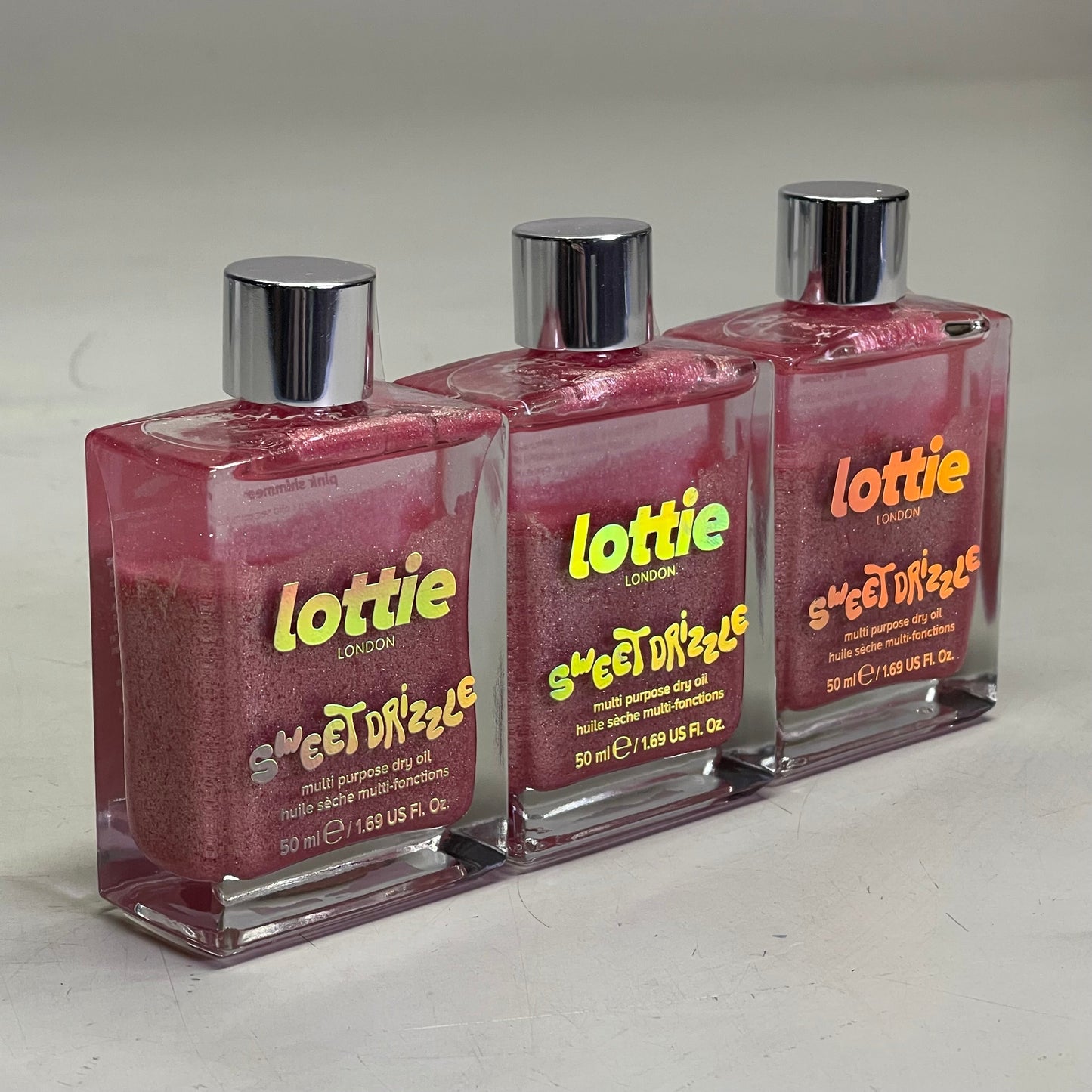 ZA@ LOTTIE LONDON (3 PACK) Sweet Drizzle Body Oil 1.69 fl oz "Pink Shimmer" SPR021 A