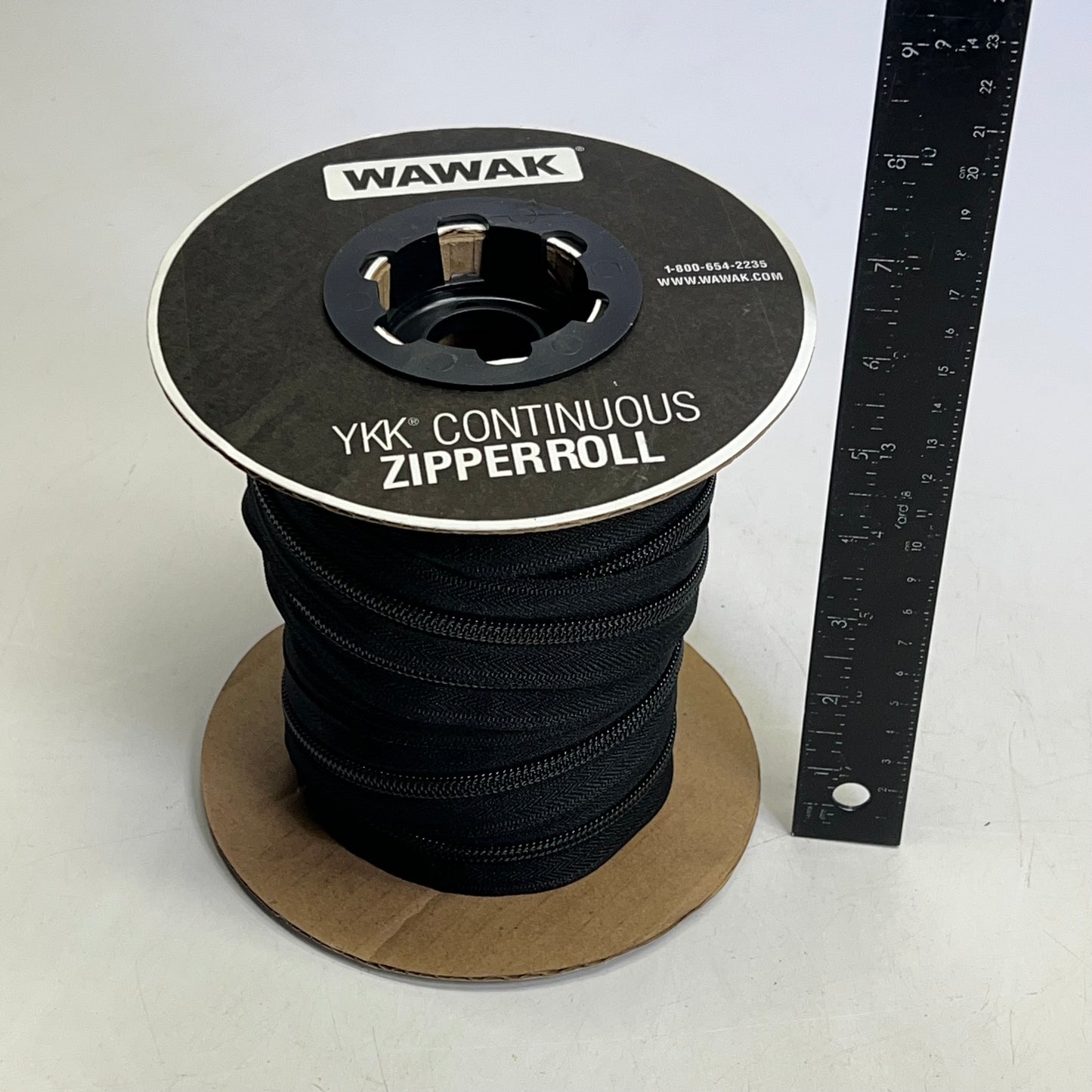 Wawak Ykk Continuous Cut to Size Zipper Roll #5 Nylon Coil 25 Yds Black Rnz-52