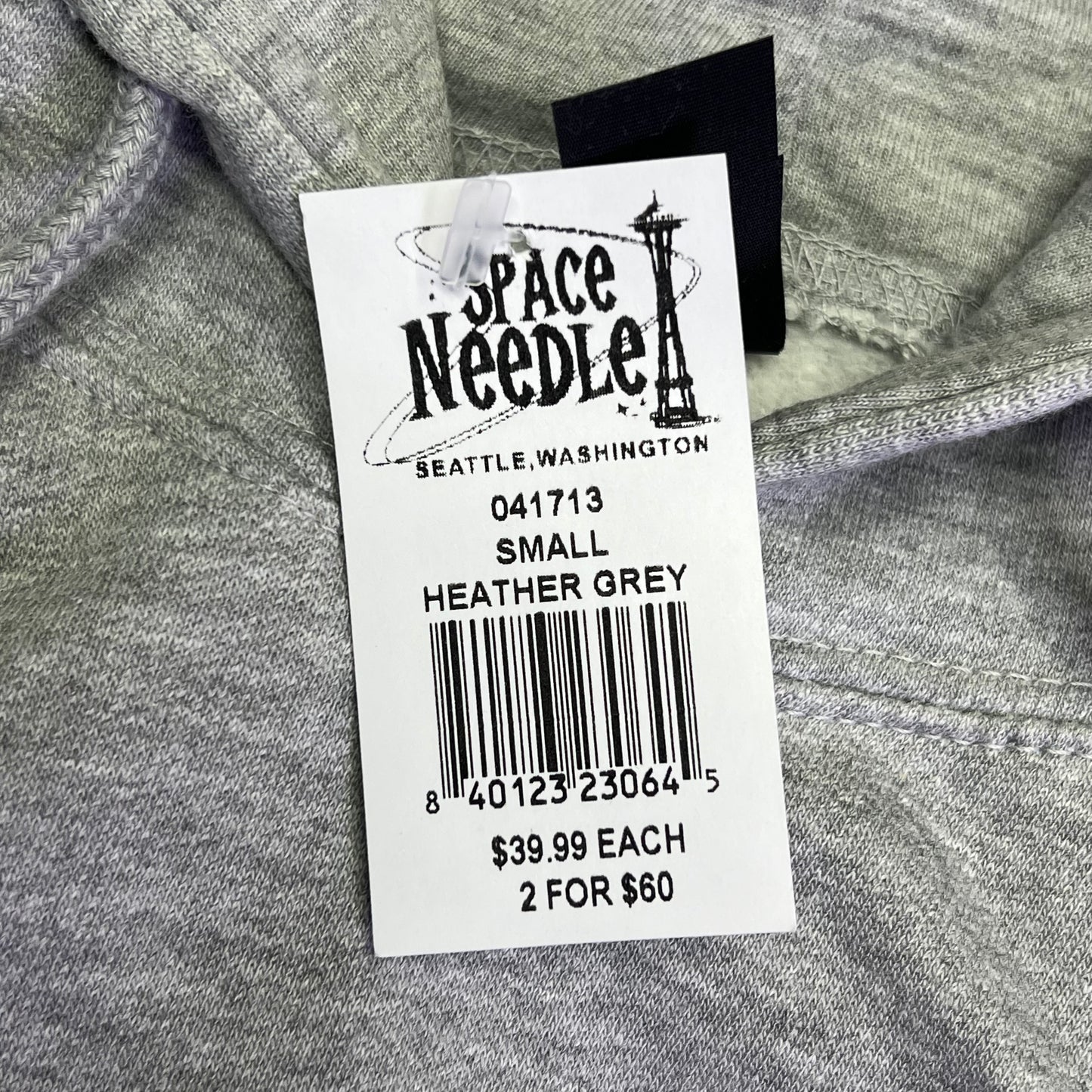 POINT Seattle Washington Space Needle Hoodie Unisex Sz S Heather Grey 041713