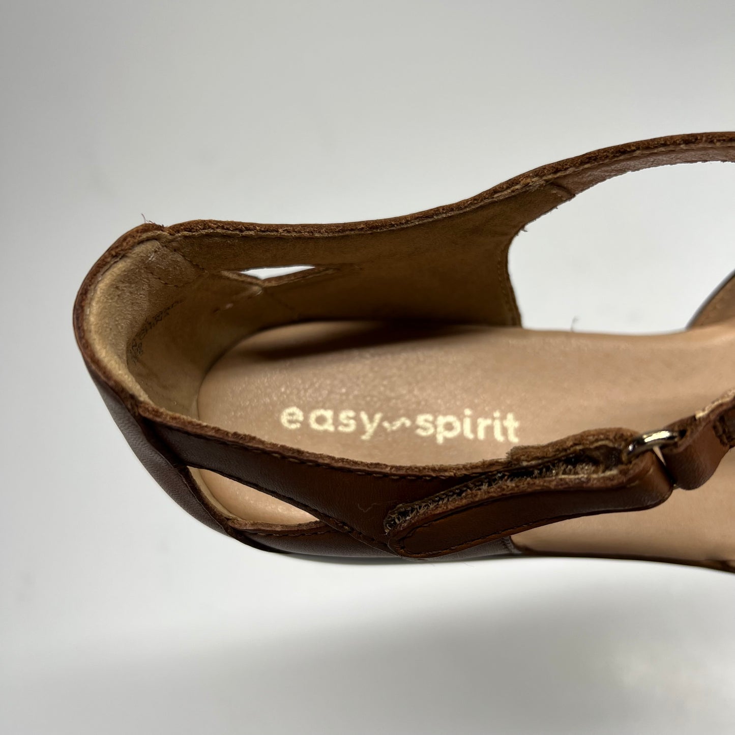 EASY SPIRIT Darlyn T-strap Woven Flats Women's Sz 8M Brown Leather (As-Is)