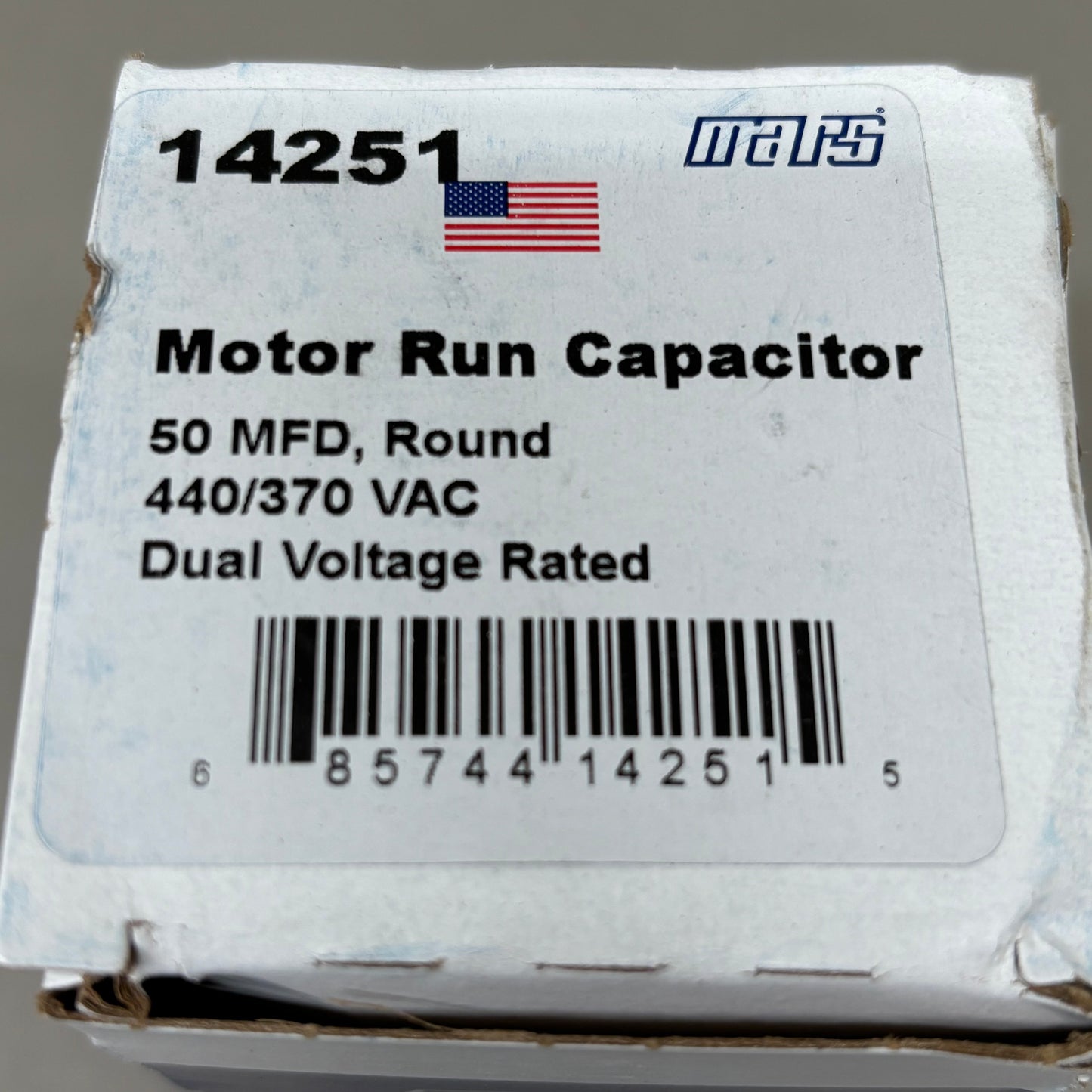 MARS Motor Run Capacitor Round 50 MFD 440/370 VAC Dual Voltage Rated 14251