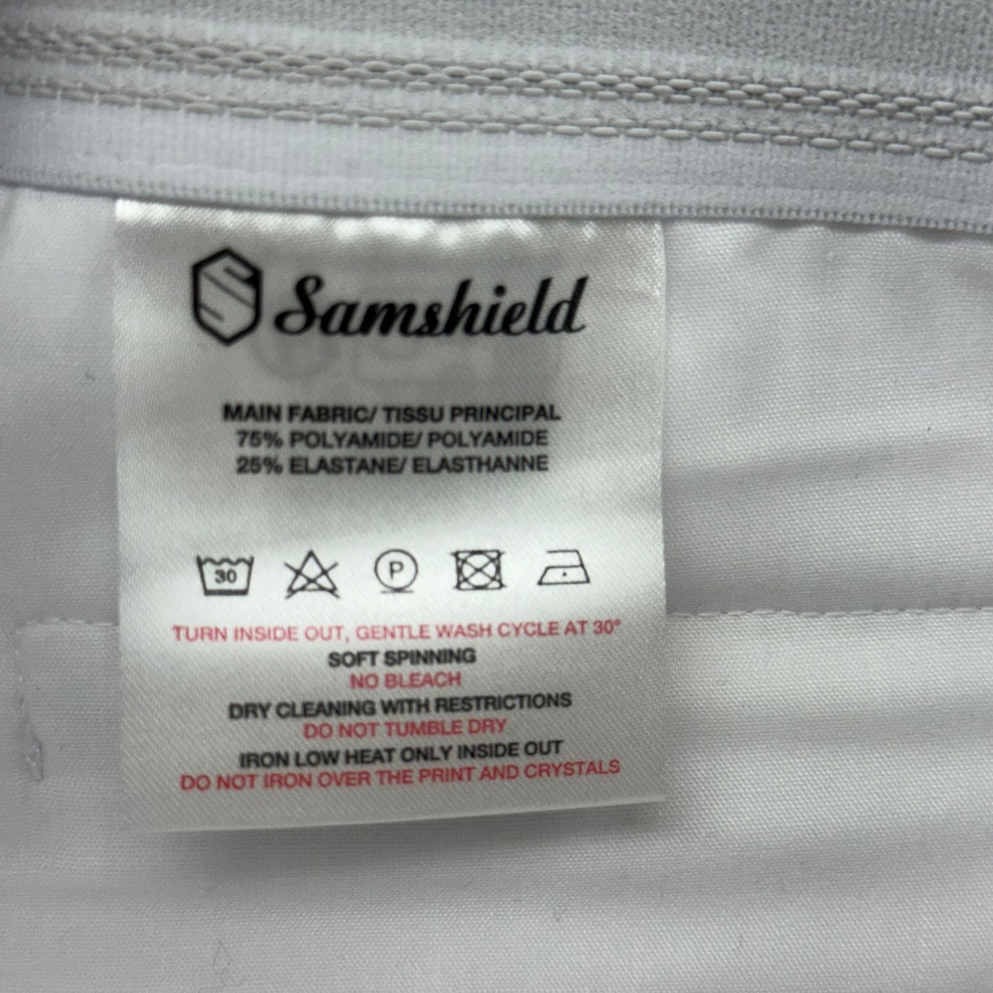 SAMSHIELD Clara Premium Knee Grip Equestrian Pants Women's Sz US 26 White Blazon