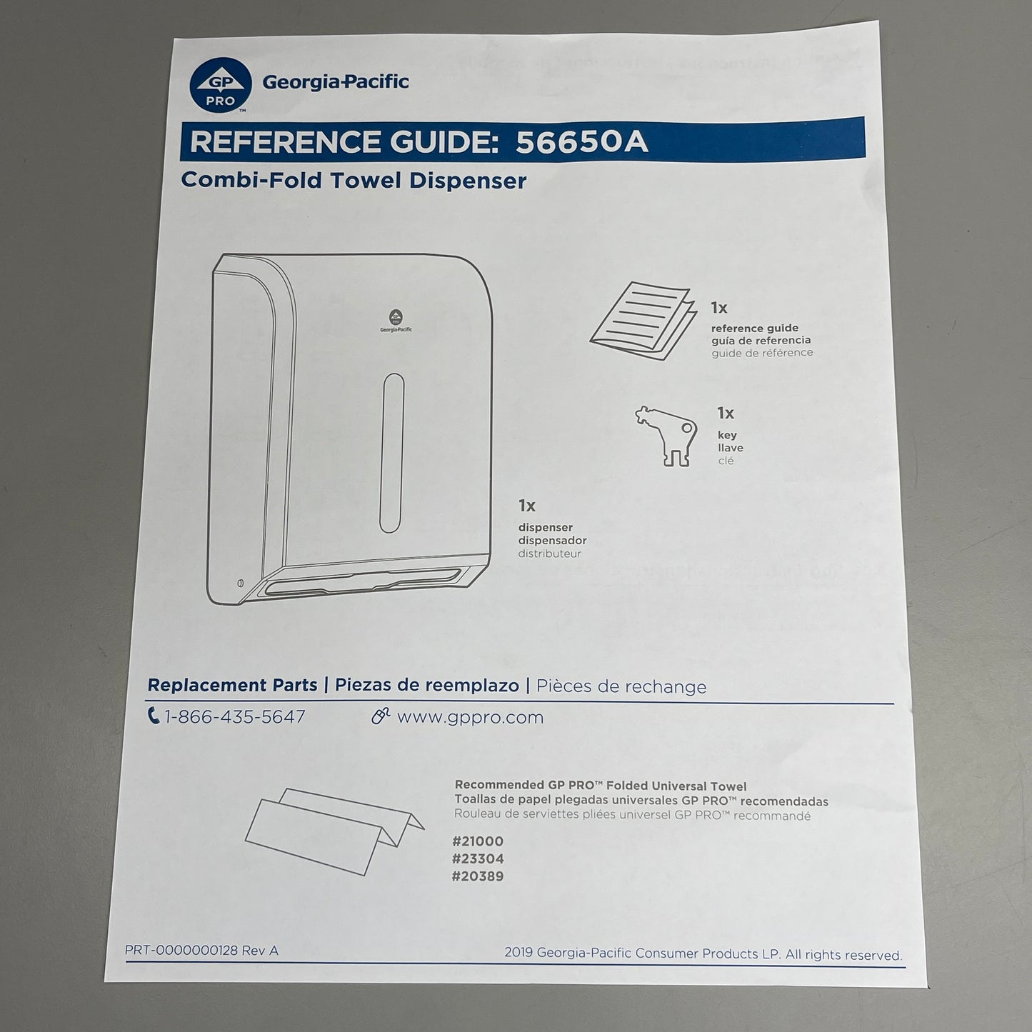 GEORGIA PACIFIC C-Fold/Multifold Paper Towel Dispenser Black 56650A (New)
