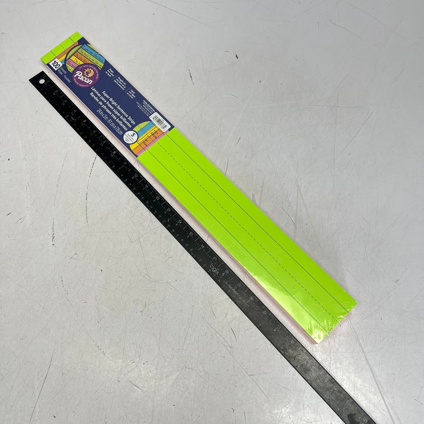 PACON (2 PACK, 100 EACH) Sentence & Learning Strips 3" x 24" Assorted Neon 1733