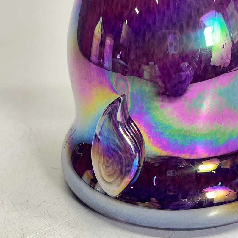 HUNT SLONEM Hand Blown Bunny Scuplture  13" L Rainbow Chromatic Hue