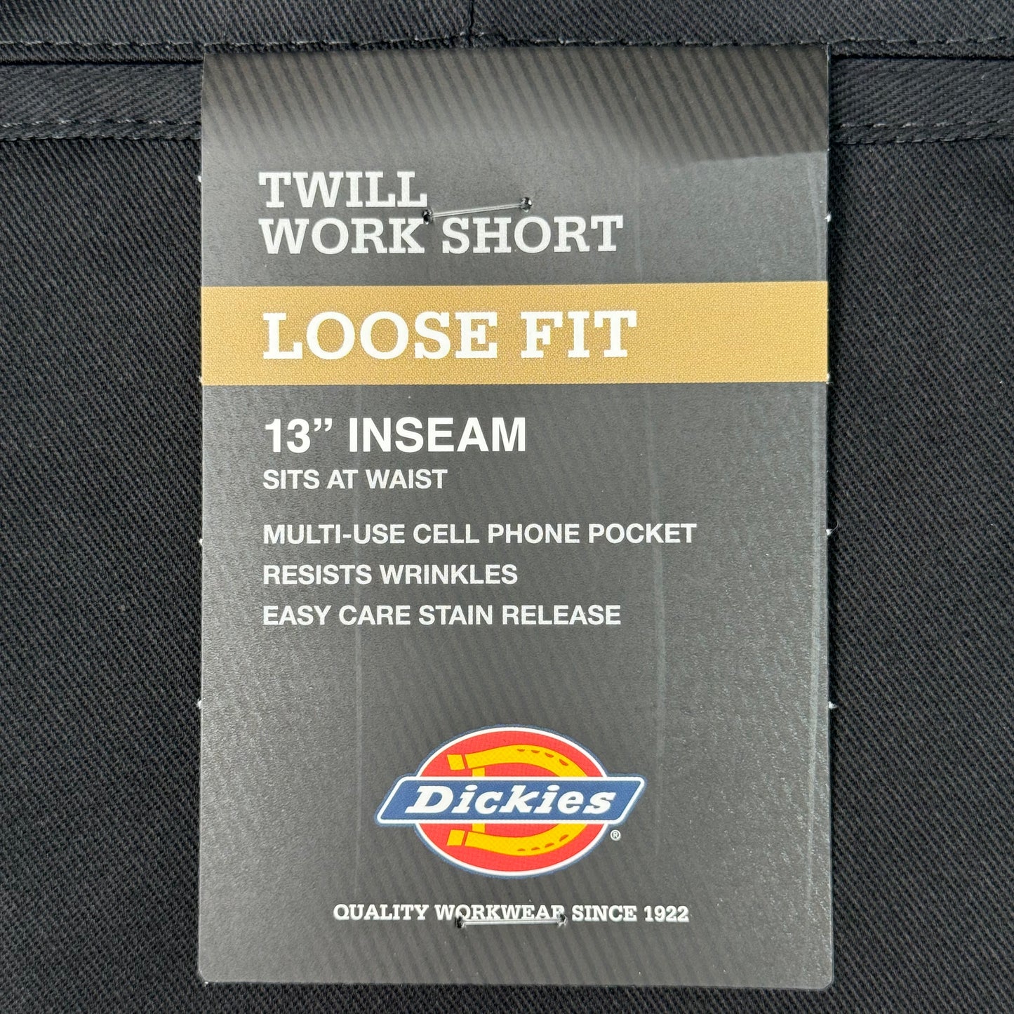 DICKIES Loose Fit Twill Work Shorts 13" Inseam Men's Sz 31 Black 42283BK