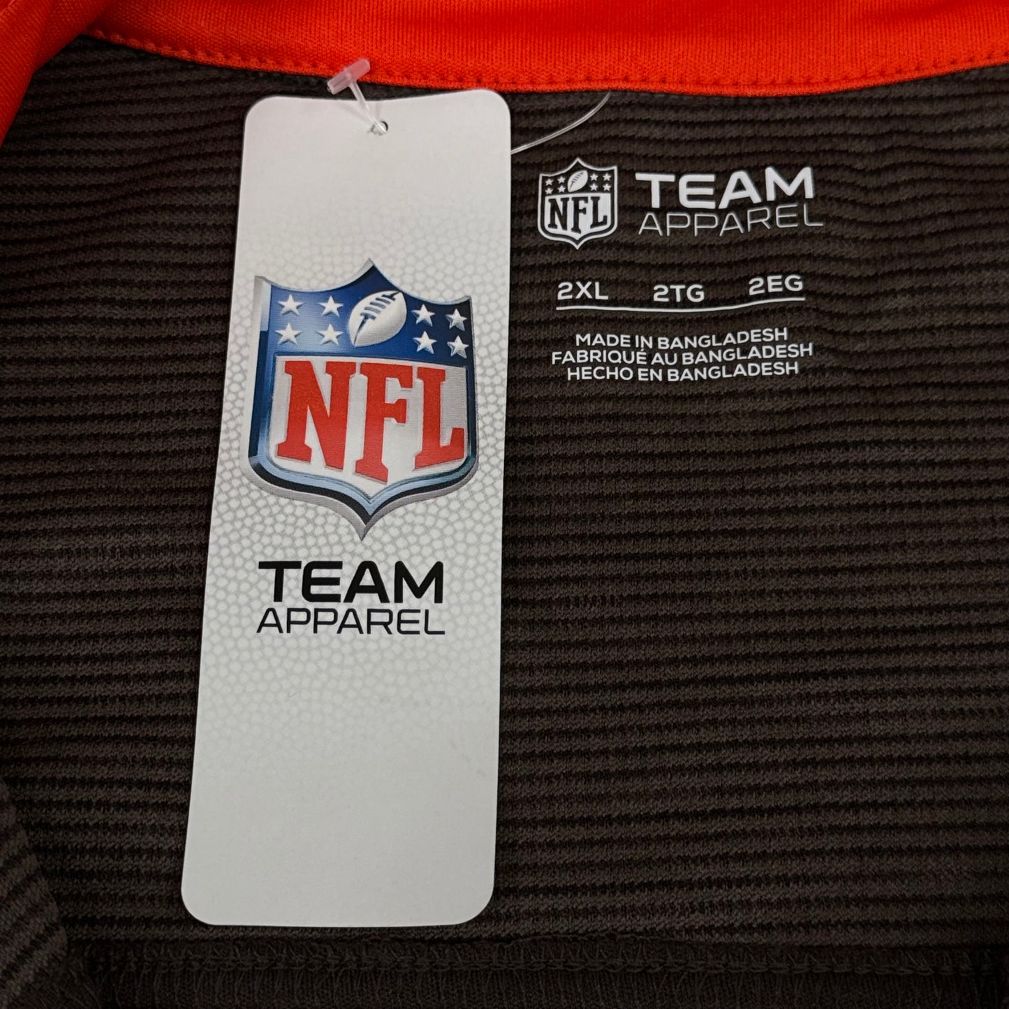 NFL Cleveland Browns Quarter Zip Pullover Shirt Long Sleeve XXL Brown 1802969