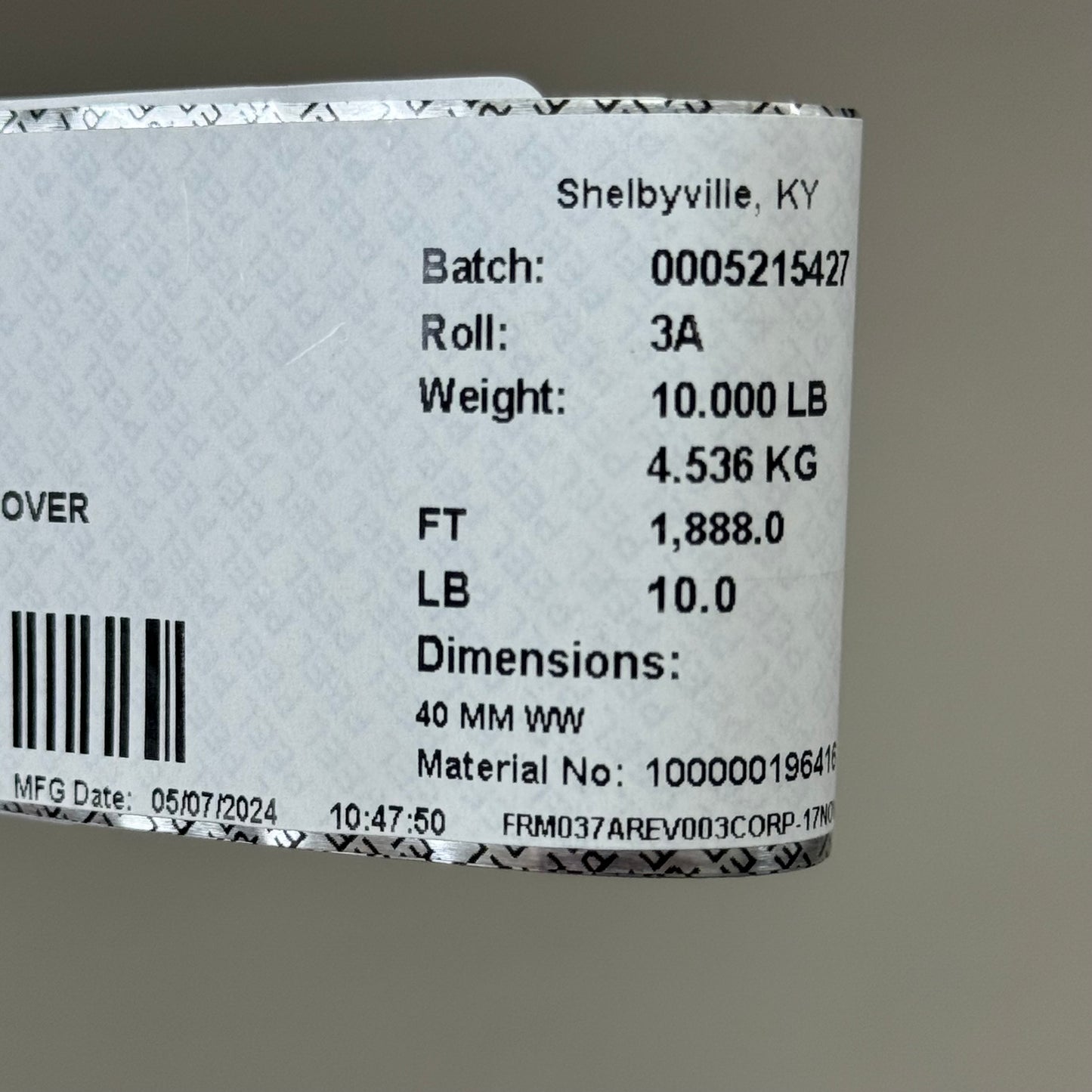 Peelable Foil Set Port Cover 40mm Roll – 10LB (1888FT) Amcor Flexibles