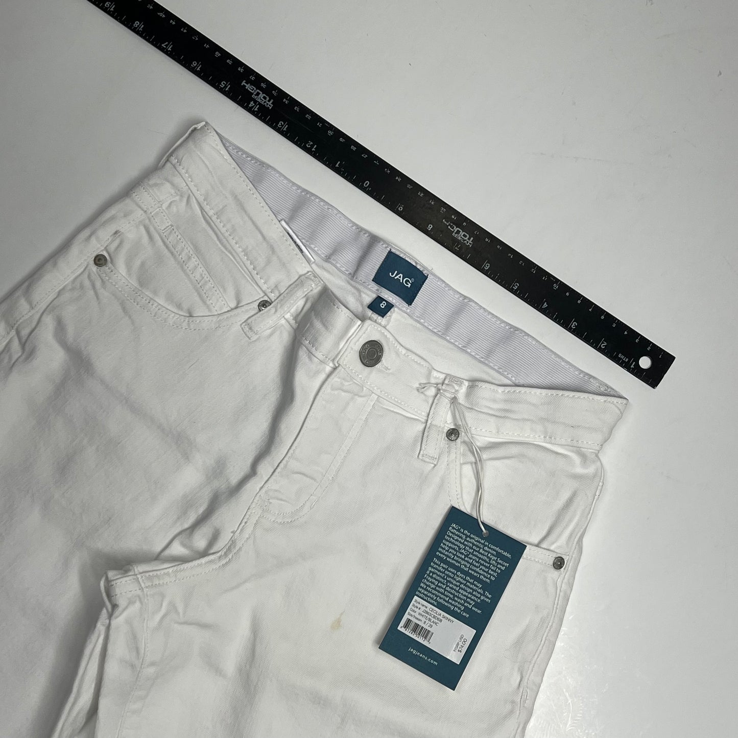 ZA@ JAG Cecila Skinny Jeans Flattering Mid Rise Women's Sz 8/29  White J2865CBD618 (As-is, Small Stain)