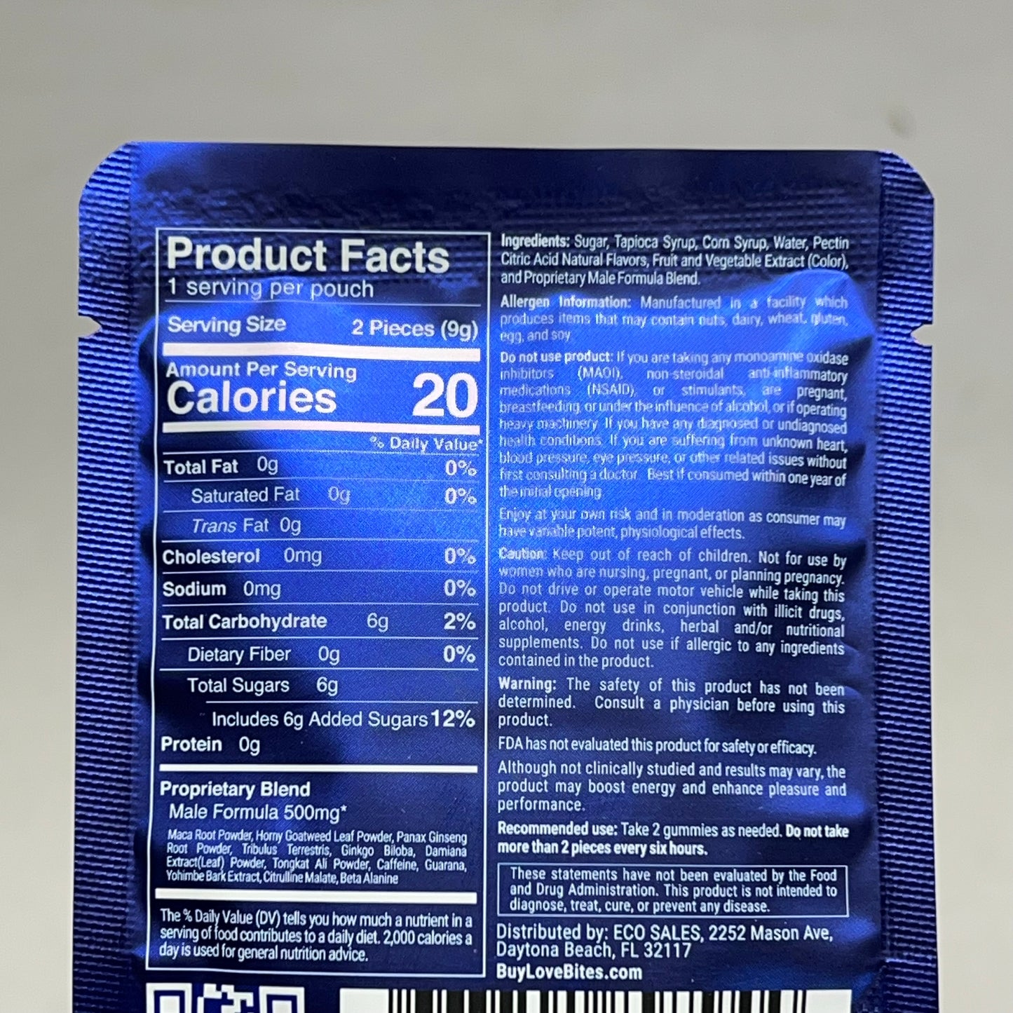 DOC JOHNSON (12 PACK, 1 Serving Each) Male Enhancement Gummies Raspberry BB 6/27