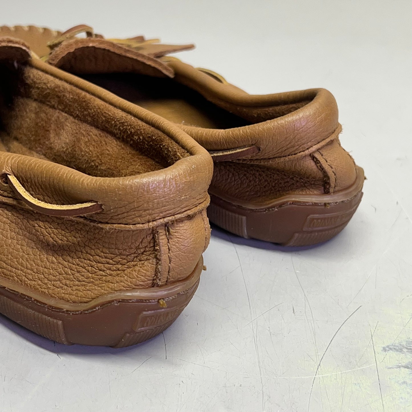 MINNETONKA Genuine Moosehide Classic Men's Sz 11 Natural / Brown (Pre-Owned )