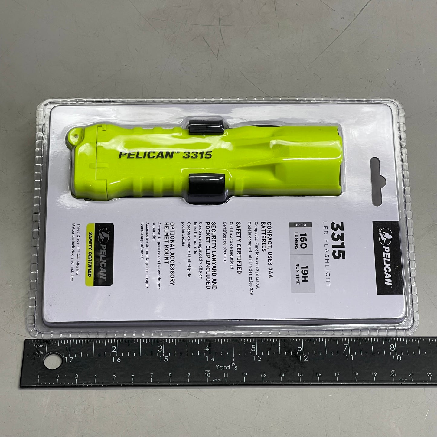 PELICAN 3315 LED Waterproof Flashlight 19-hour Neon Yellow ‎033150-0103-245