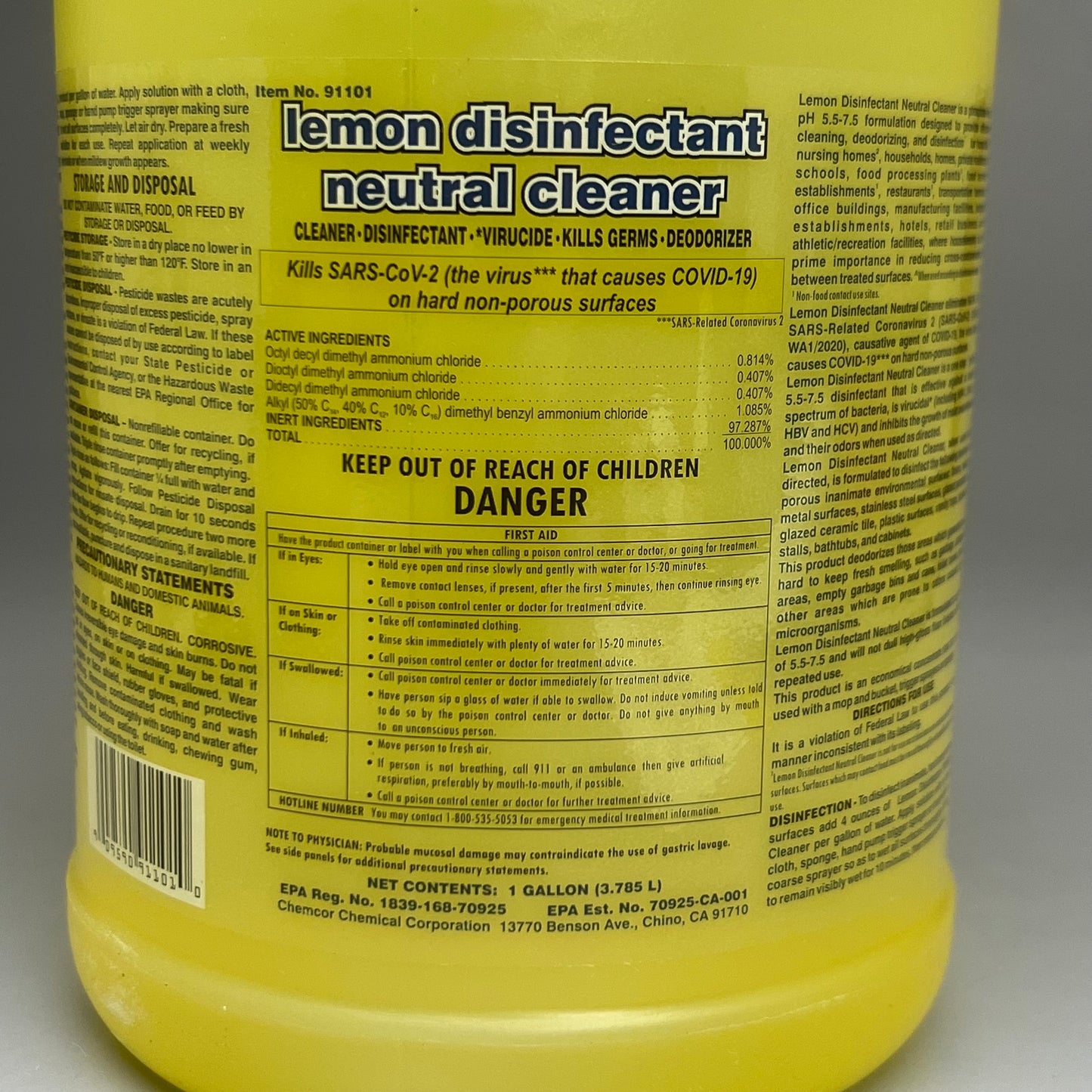 Lemon Disinfectant Neutral Cleaner (2 Pack) Gallon Yellow