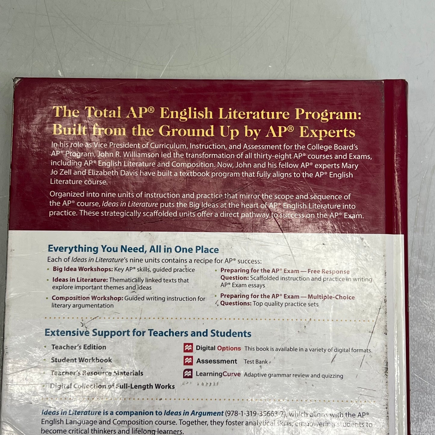 IDEAS IN LITERATURE AP English Literature Course Hardback Book 1st Ed (As-is)