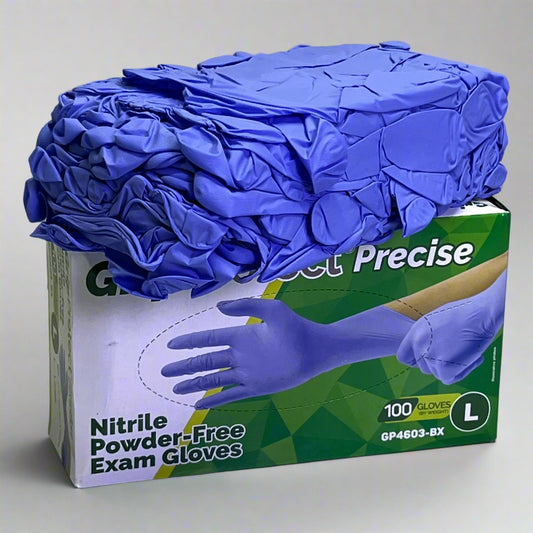 GRIPPROTECT (200 Gloves) Precise VIOLET Nitrile Exam Gloves L Violet GP4603-BX (New Other, Distressed Box)