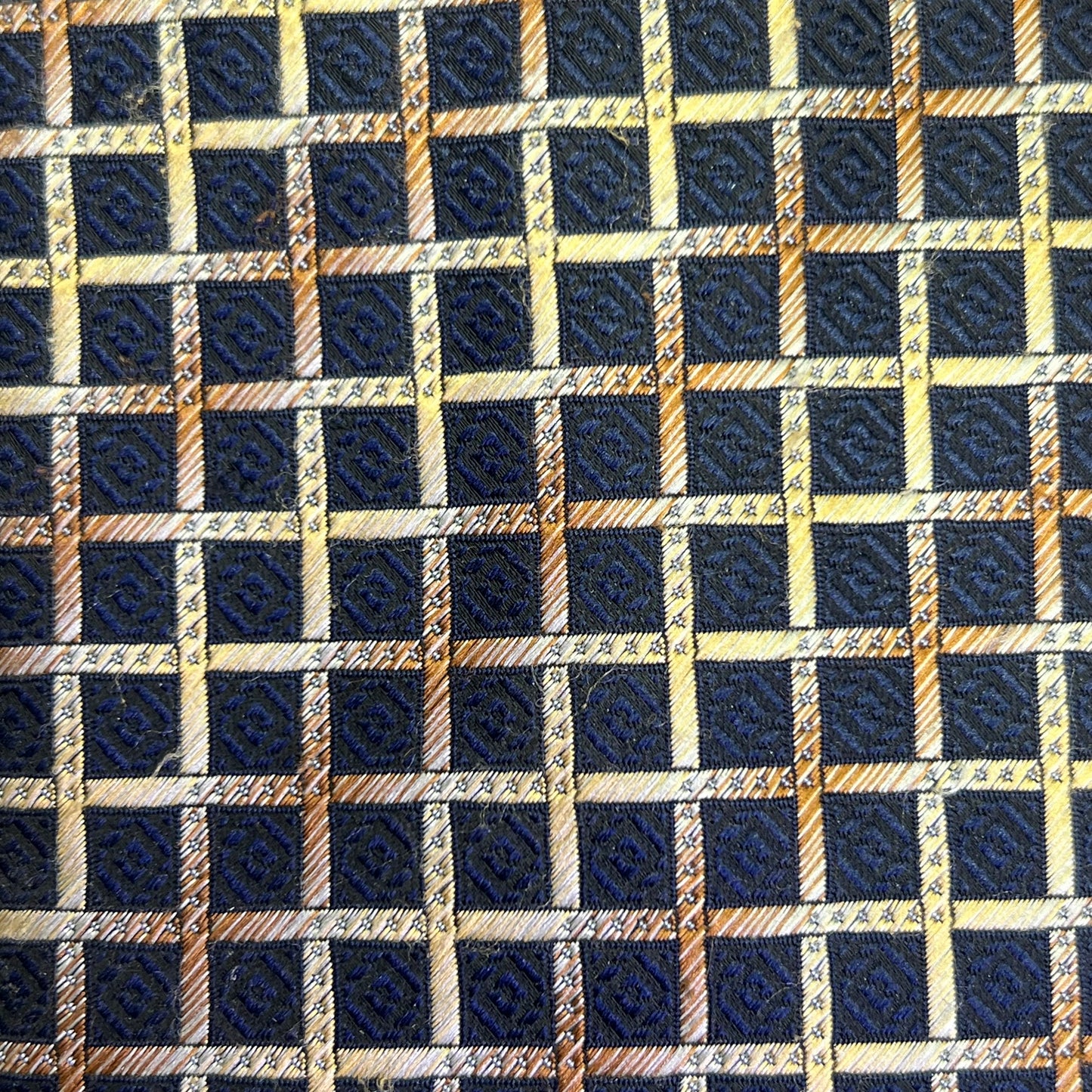ALEXANDER JULIAN COLOURS Tile Design Tie 60" Gold/Black/Brown (Pre-Owned)