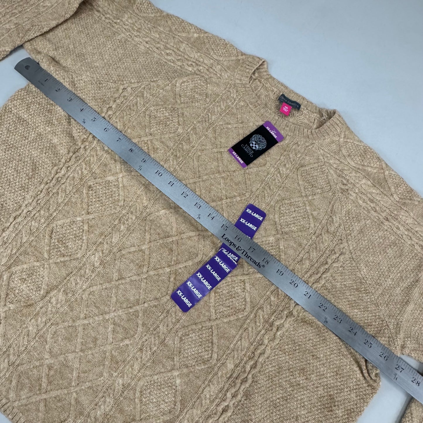 VINCE CAMUTO Cable Knit Sweater Women's Sz-XXL Latte Heather SC2895