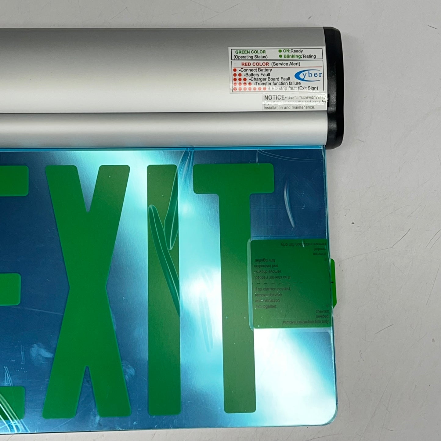 Edge-lit Acrylic Exit Sign & Mounting Hardware 9 5/8x12 x 2" Green/Mirror H-8562