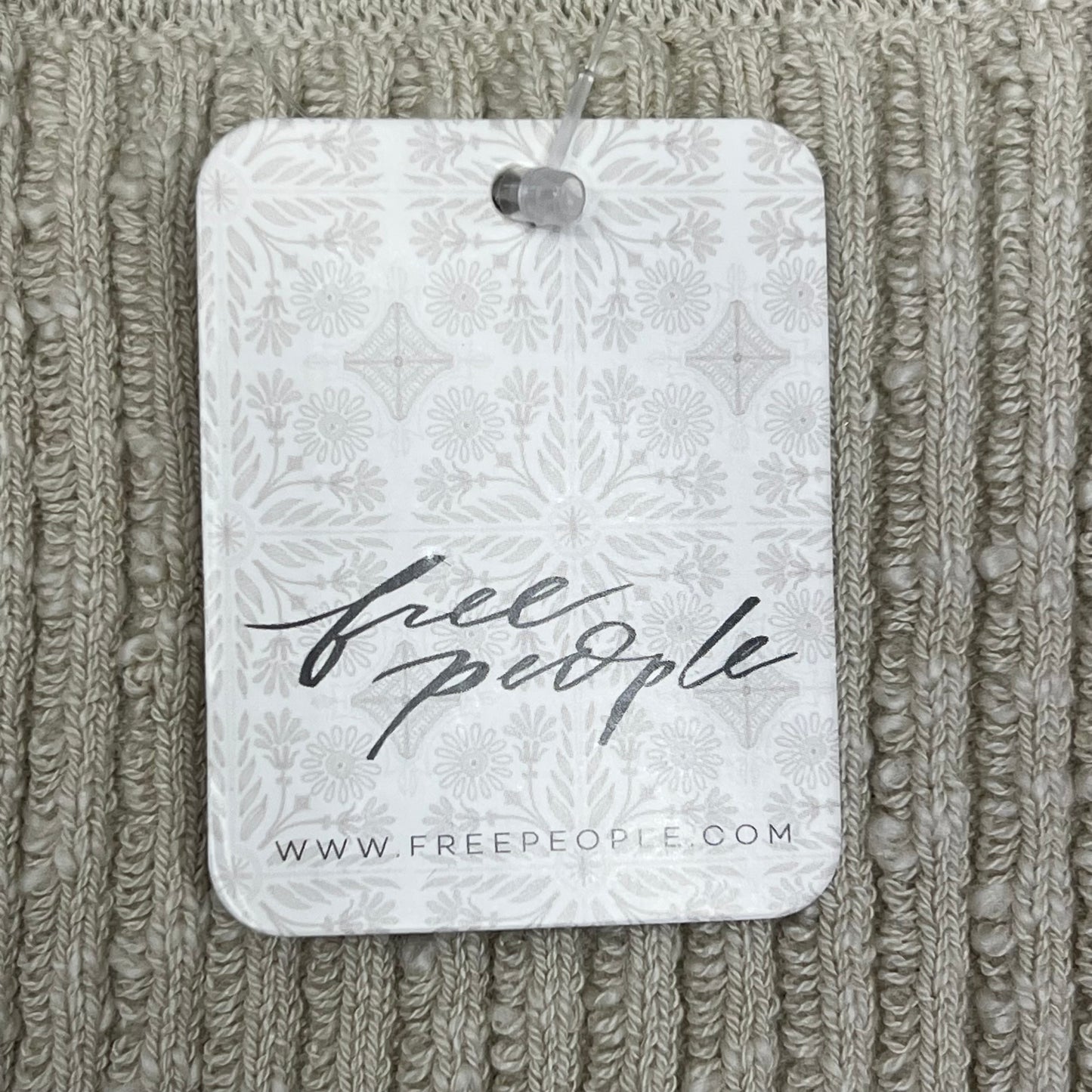 FREE PEOPLE Side Tie Lizzie Sweater Top Women's Sz L Summer Sand 97299119