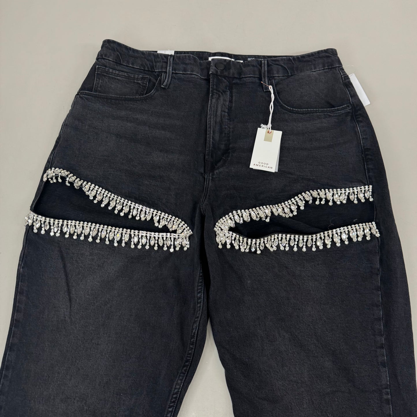 GOOD AMERICAN Good Icon Straight Jeans Women's Sz 15 Black376 GDS150B