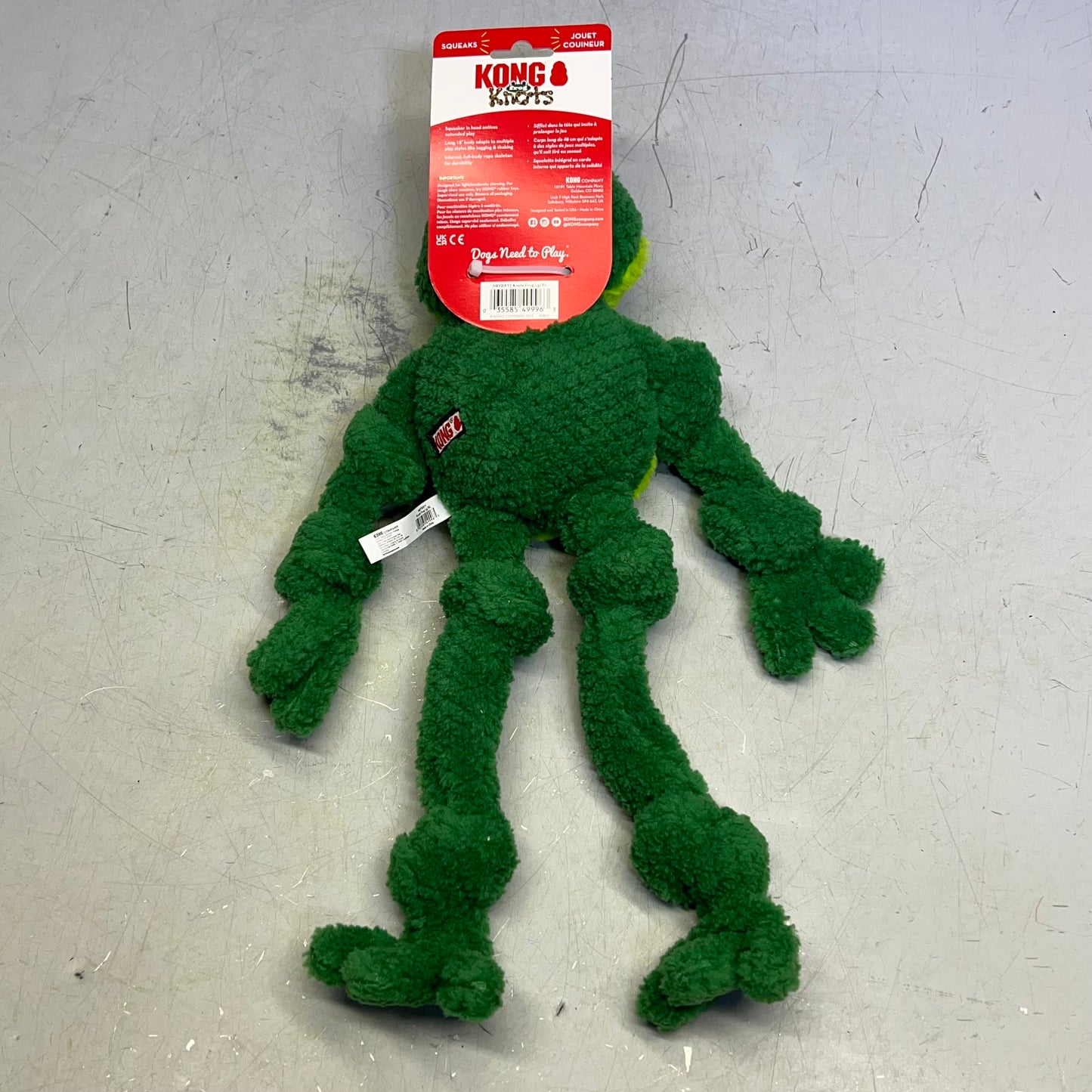 KONG (2 PACK) Knots Frog Squeaker Dog Toy W/ Rope Skeleton L/XL 18" Green